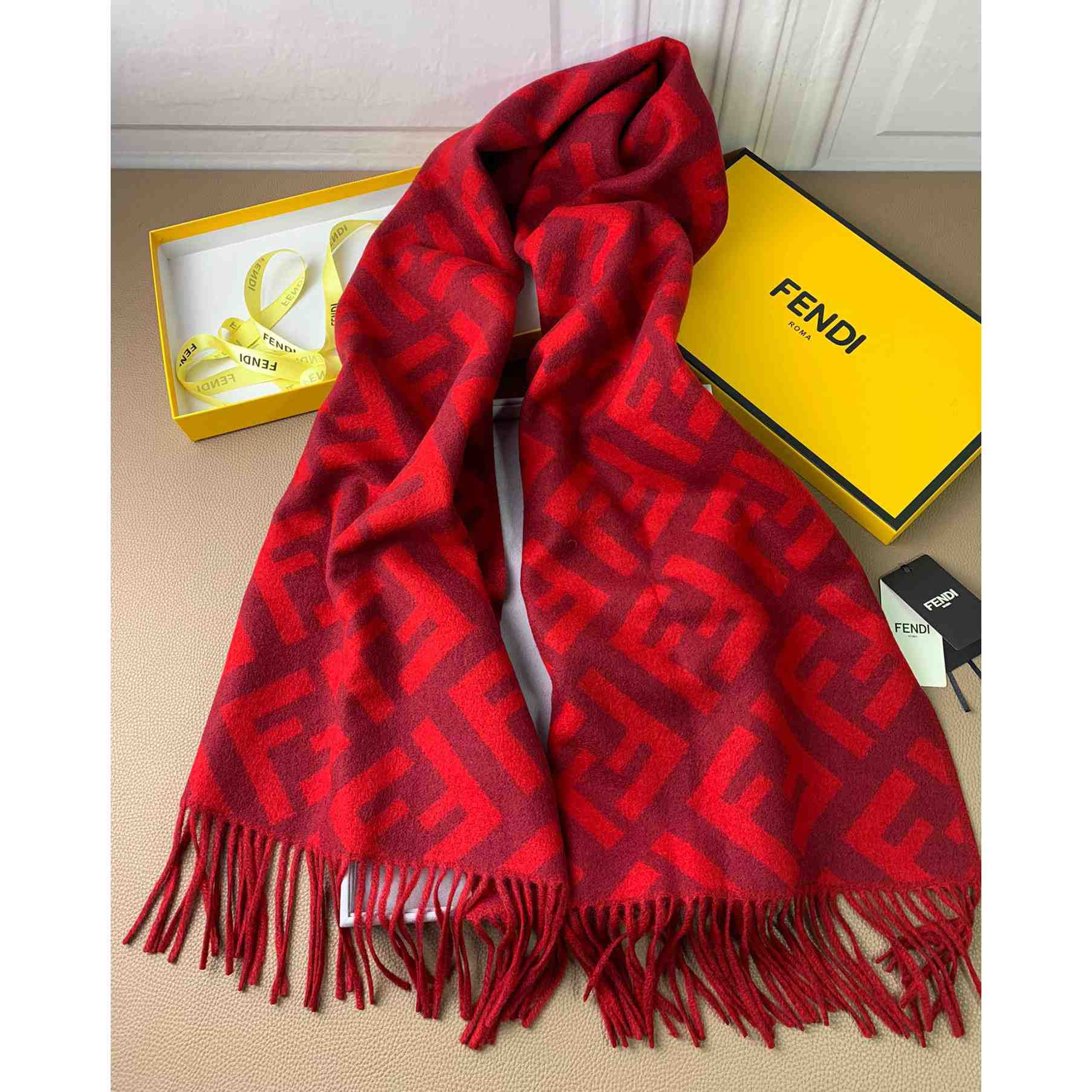 Fendi Red Cashmere Scarf - EUR FASHION