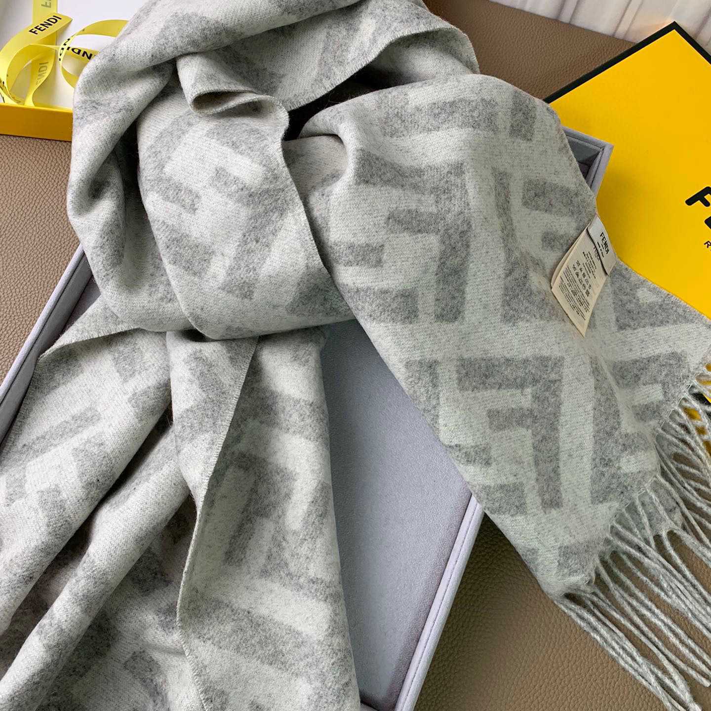 Fendi Pale Grey Cashmere Scarf - EUR FASHION