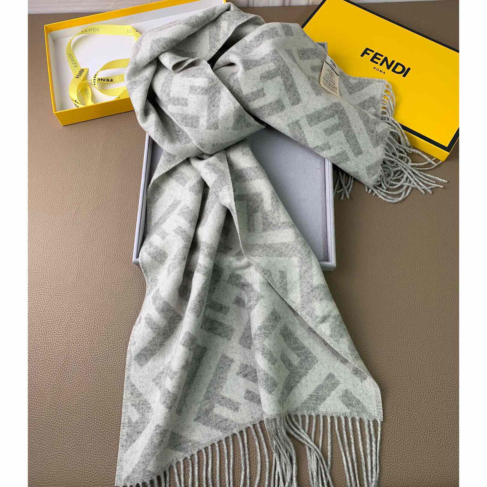 Fendi Pale Grey Cashmere Scarf - EUR FASHION