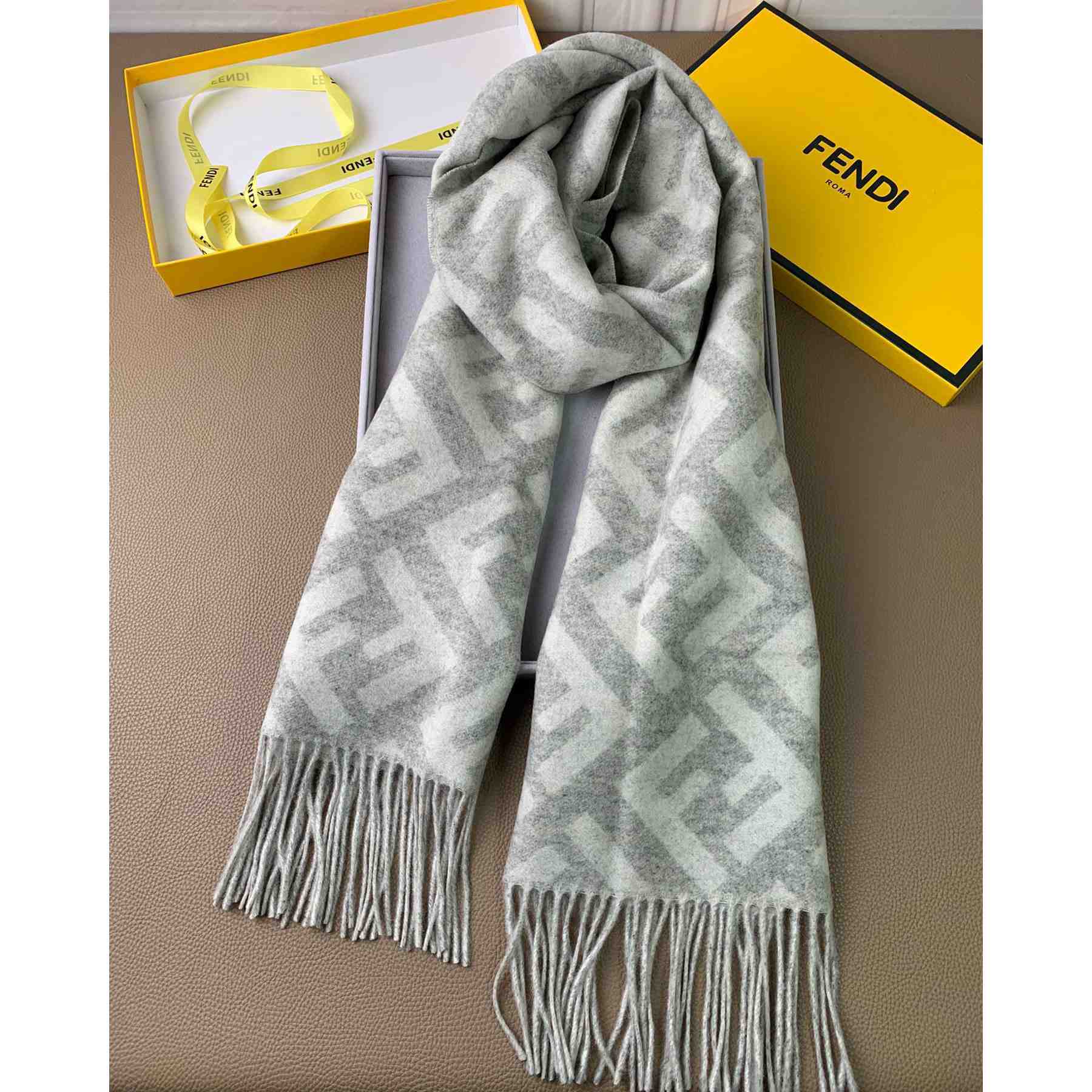 Fendi Pale Grey Cashmere Scarf - EUR FASHION