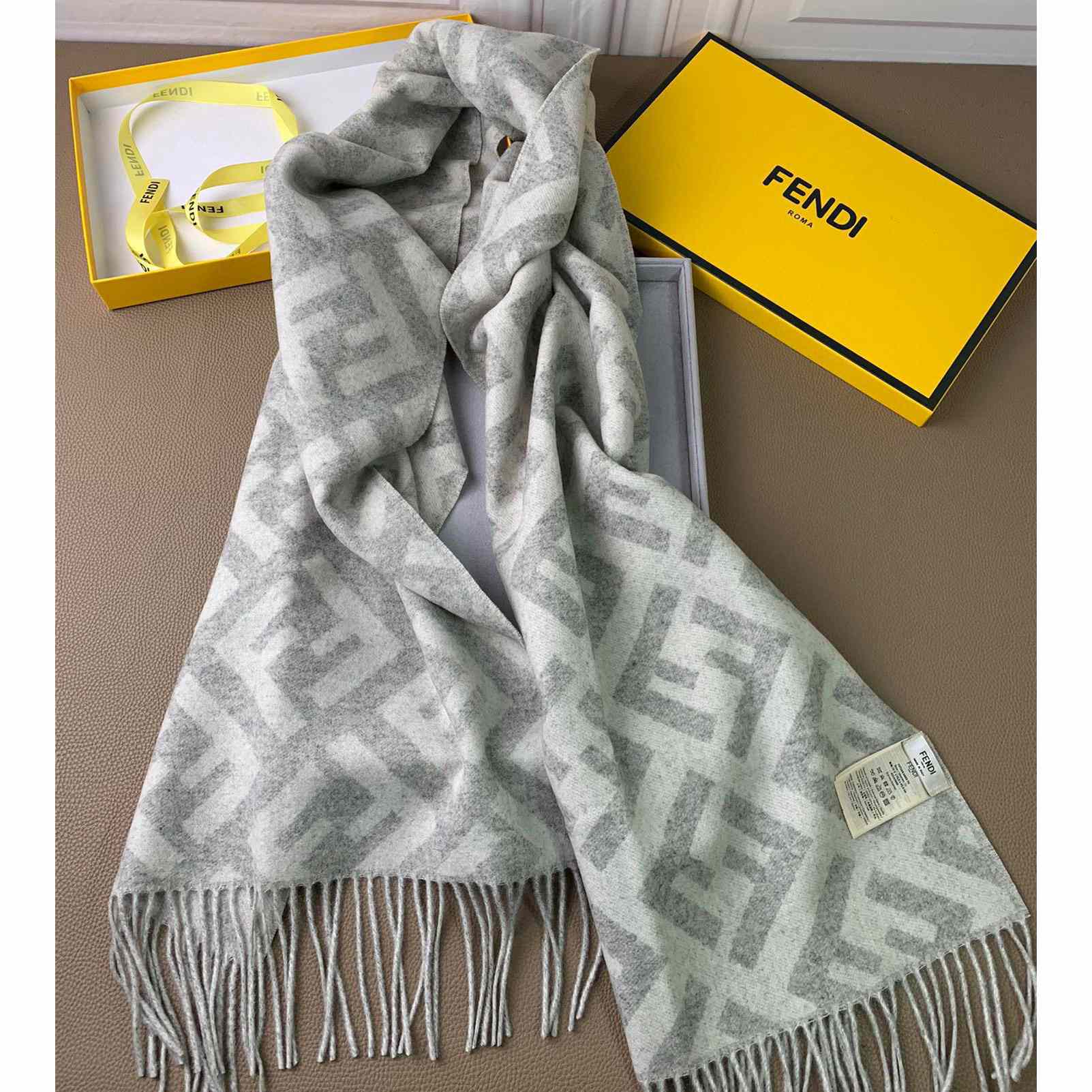 Fendi Pale Grey Cashmere Scarf - EUR FASHION