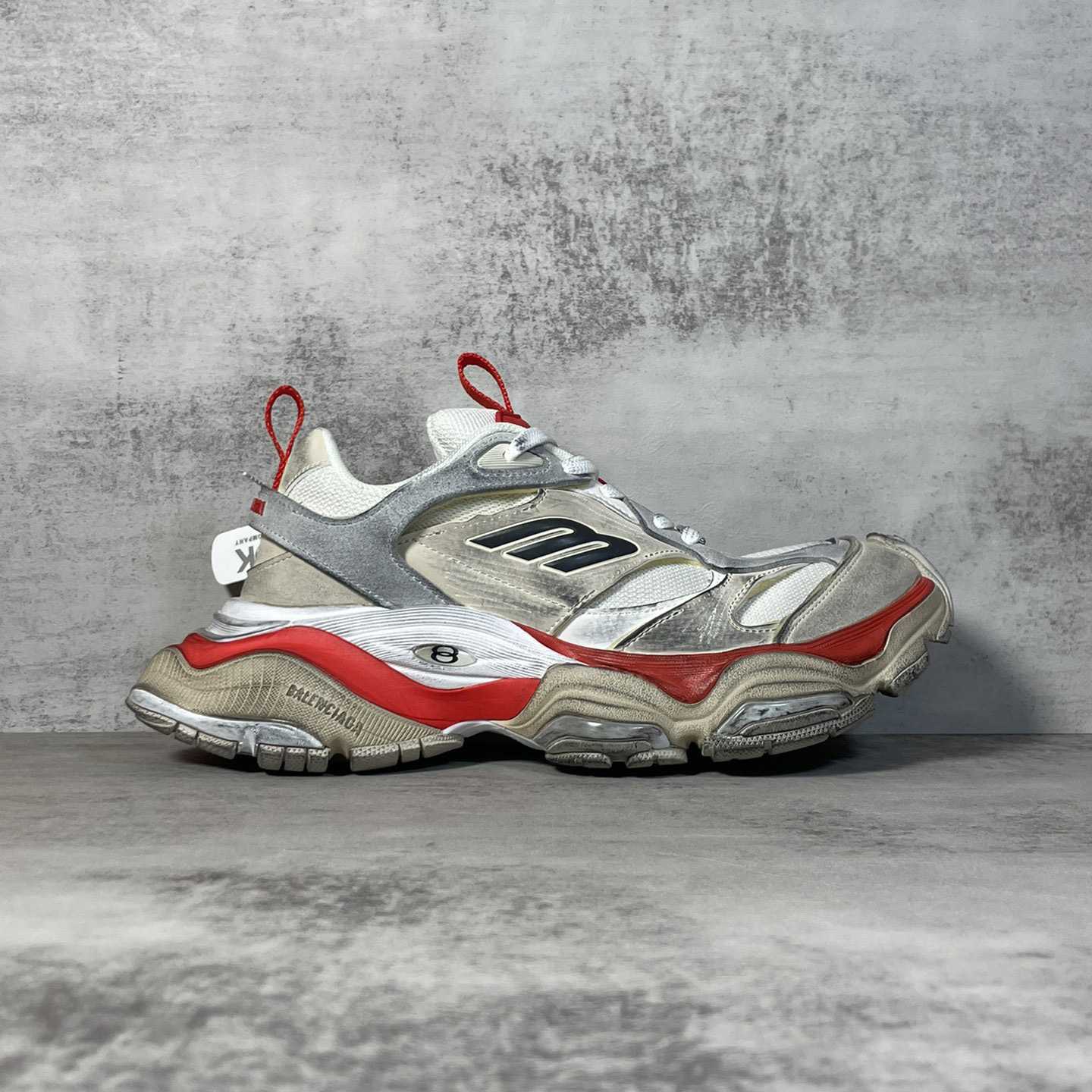 Balenciaga Cargo Sneaker In Beige, Grey And Red - EUR FASHION