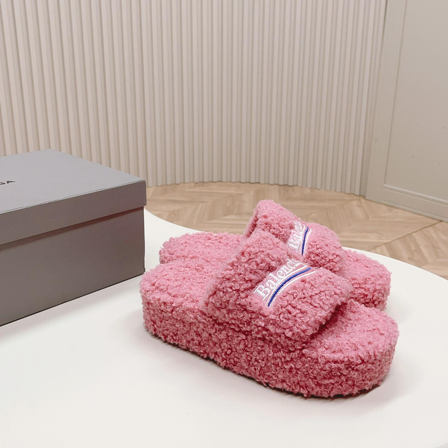 Balenciaga Furry Platform Sandal In Pink - EUR FASHION