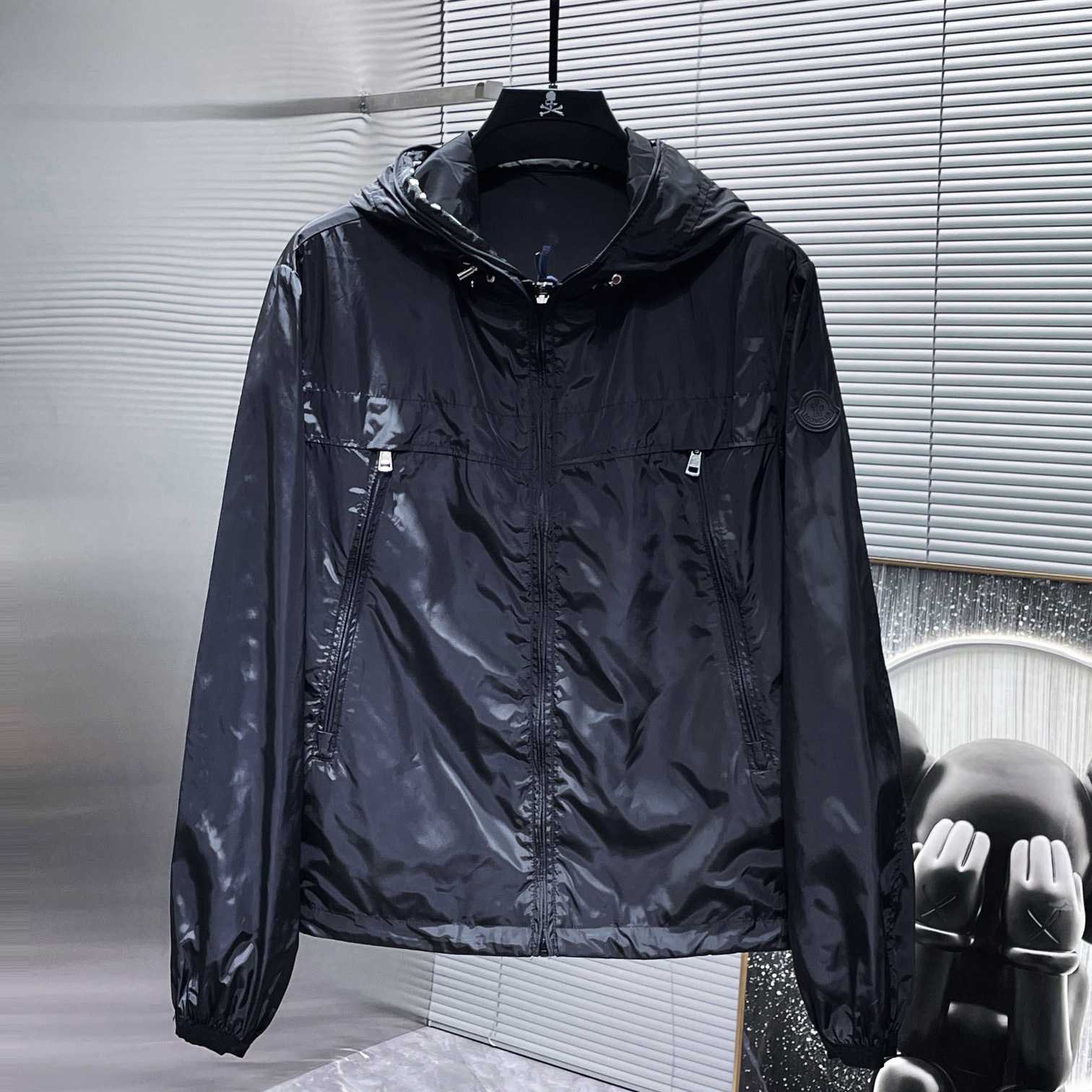 Moncler Black Massereau Logo Trim Windbreaker - EUR FASHION