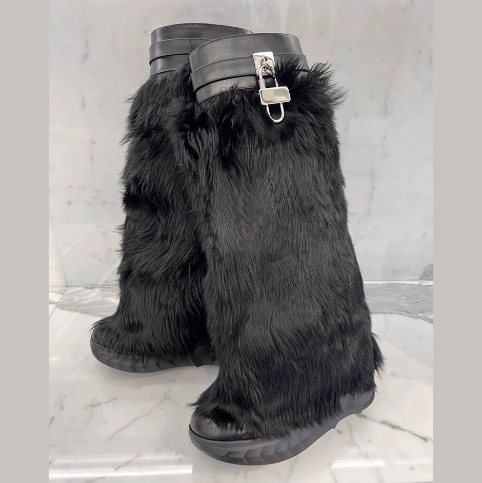 Givenchy Shark Lock Biker Boots In Alpaca - EUR FASHION