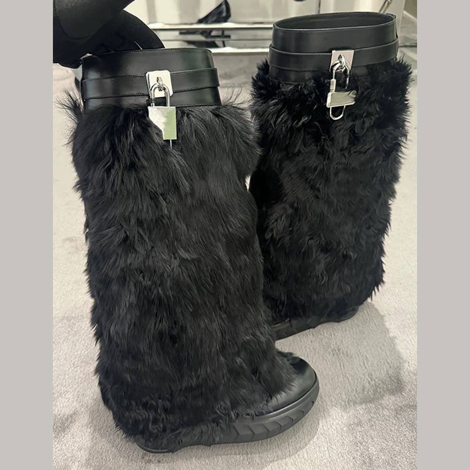 Givenchy Shark Lock Biker Boots In Alpaca - EUR FASHION