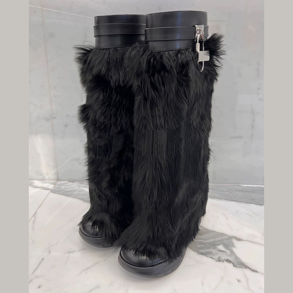 Givenchy Shark Lock Biker Boots In Alpaca - EUR FASHION