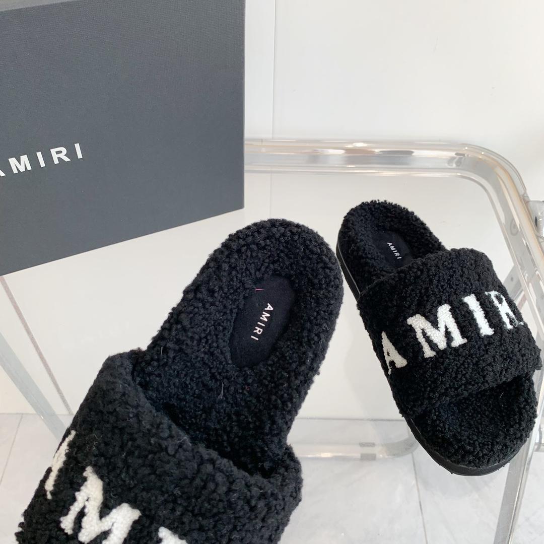 Amiri Logo-print Fleece Slippers - EUR FASHION