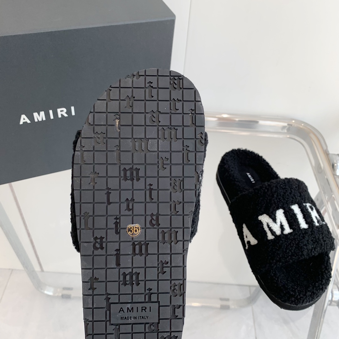 Amiri Logo-print Fleece Slippers - EUR FASHION