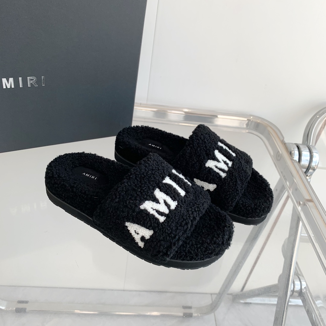 Amiri Logo-print Fleece Slippers - EUR FASHION