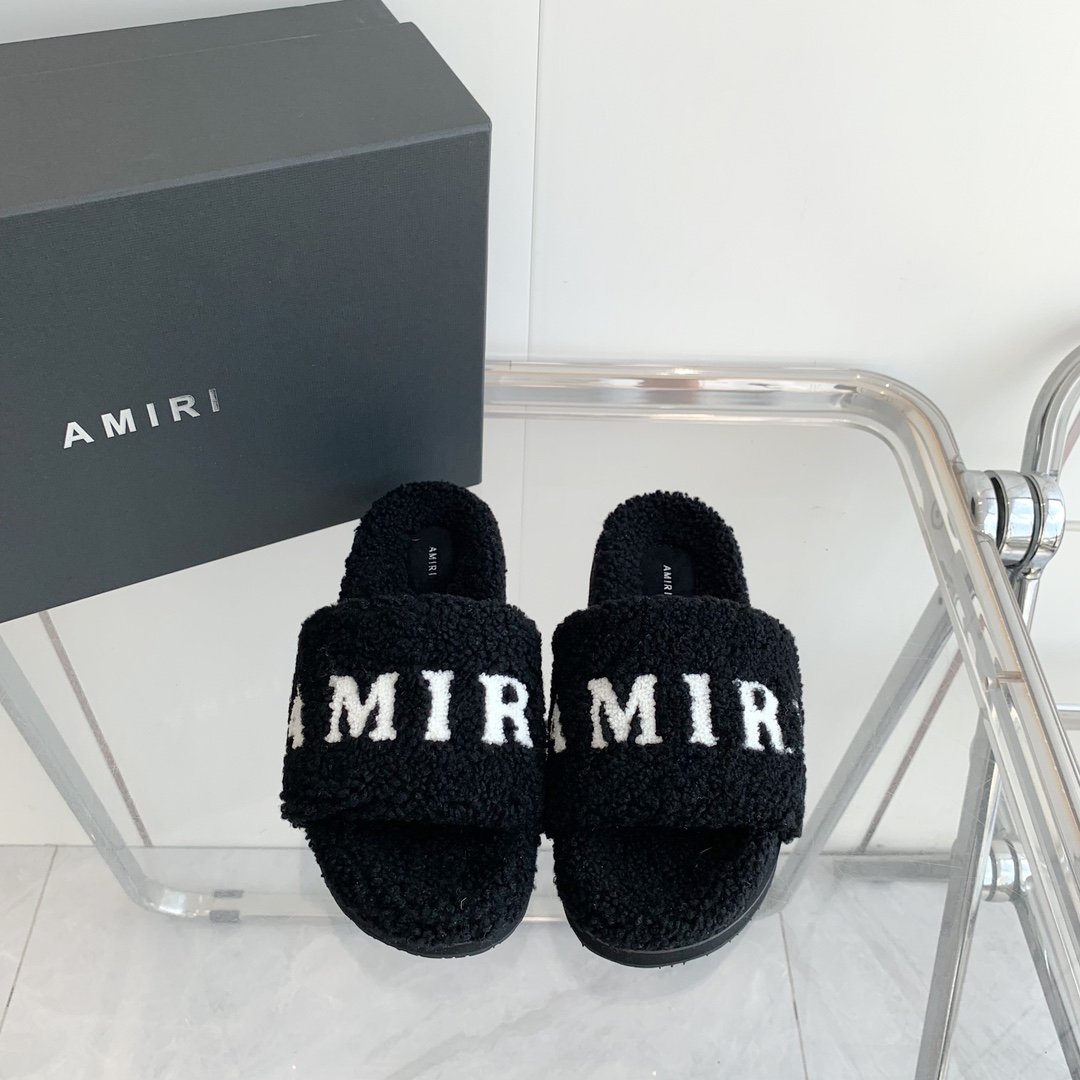 Amiri Logo-print Fleece Slippers - EUR FASHION