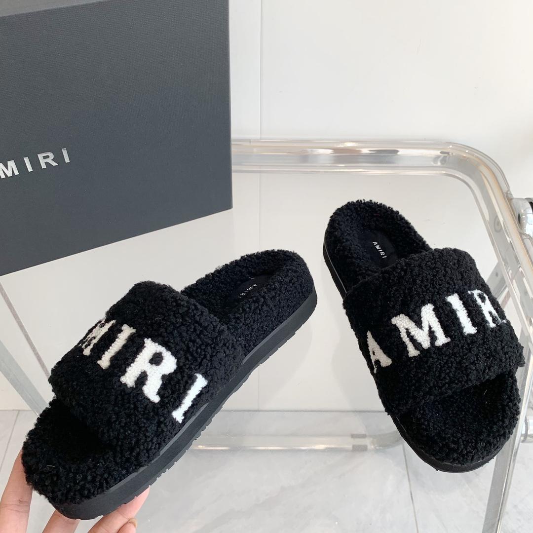 Amiri Logo-print Fleece Slippers - EUR FASHION