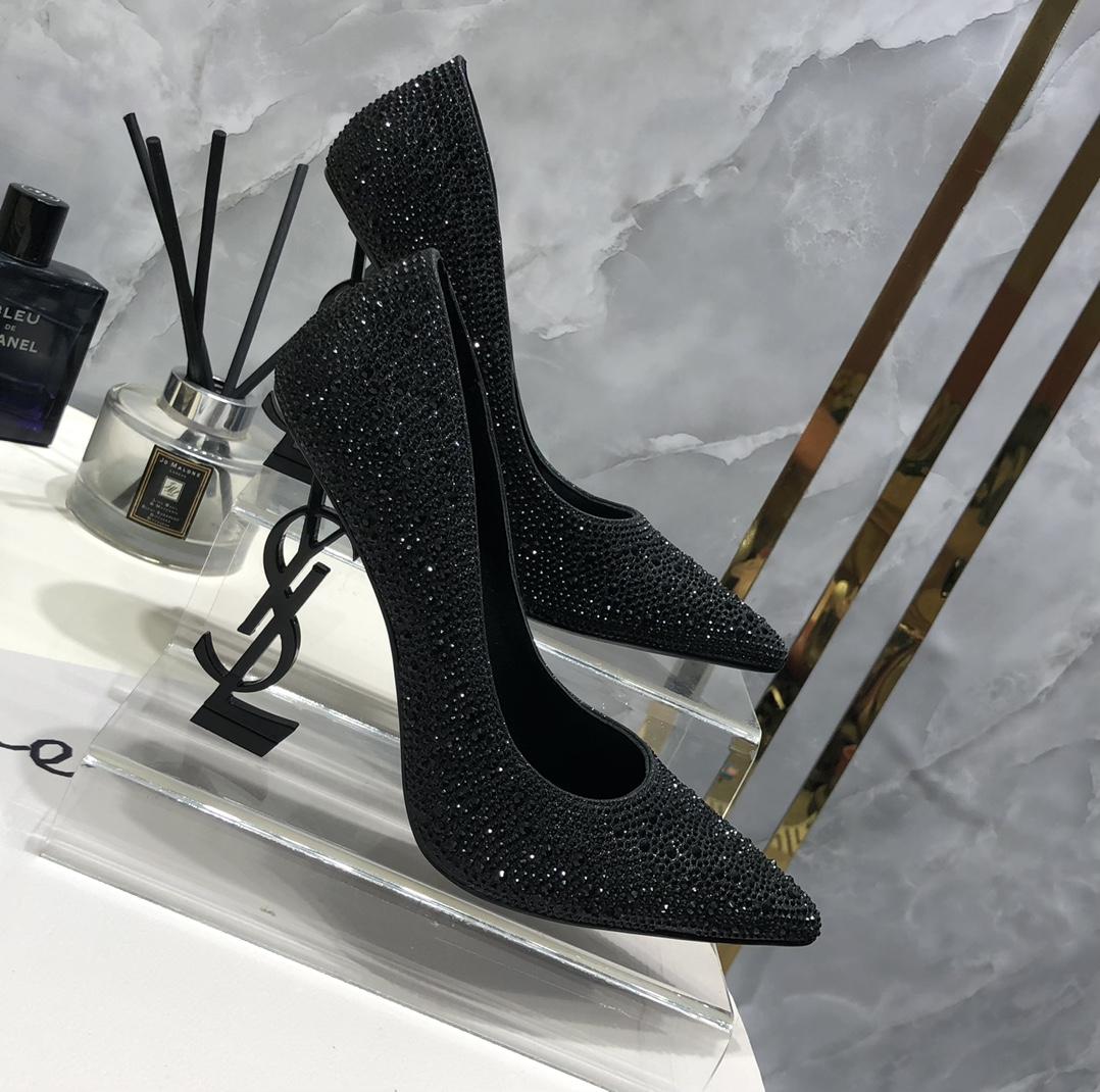 Saint Laurent Black Opyum Glitter Pumps - EUR FASHION