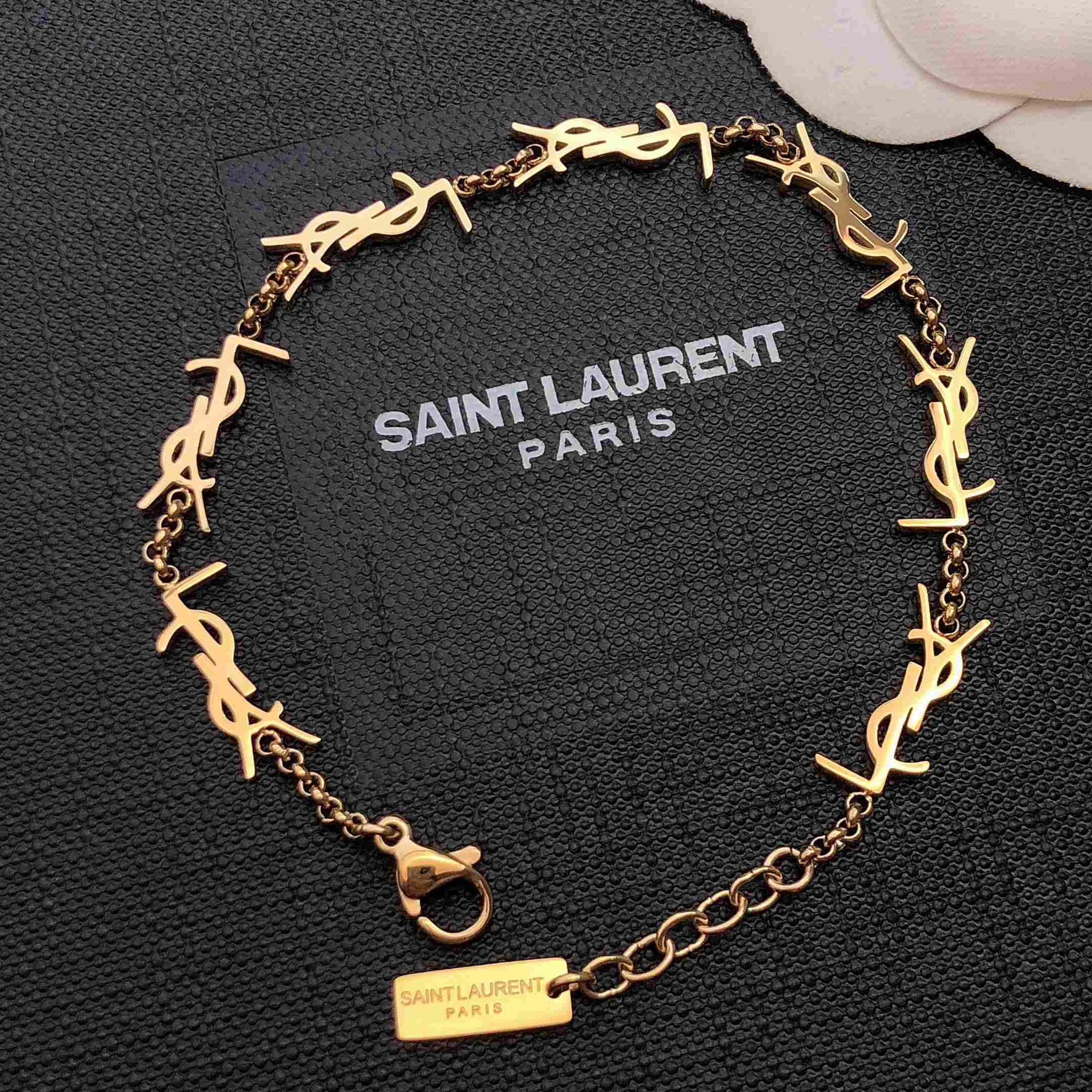 Saint Laurent Cassandre Multi-charm Bracelet In Metal - EUR FASHION