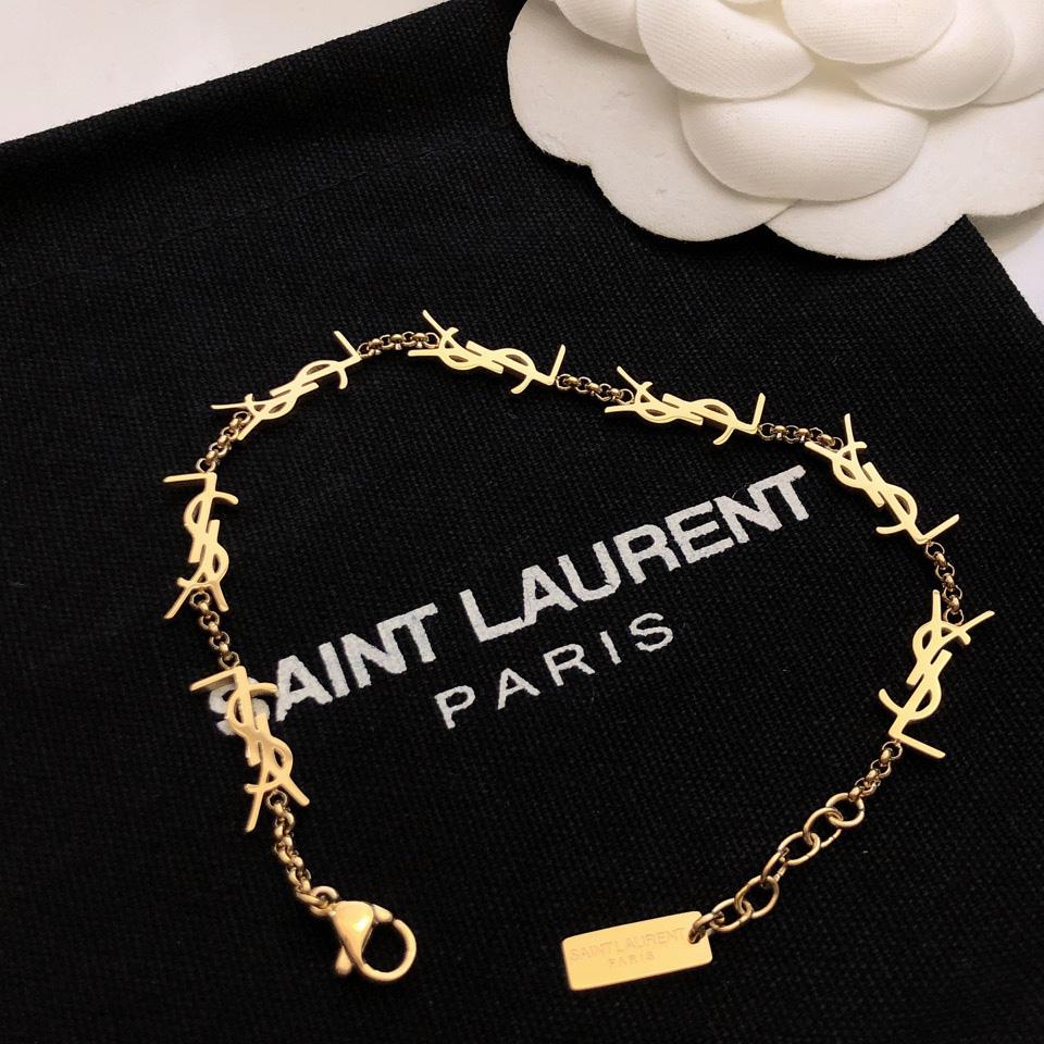 Saint Laurent Cassandre Multi-charm Bracelet In Metal - EUR FASHION