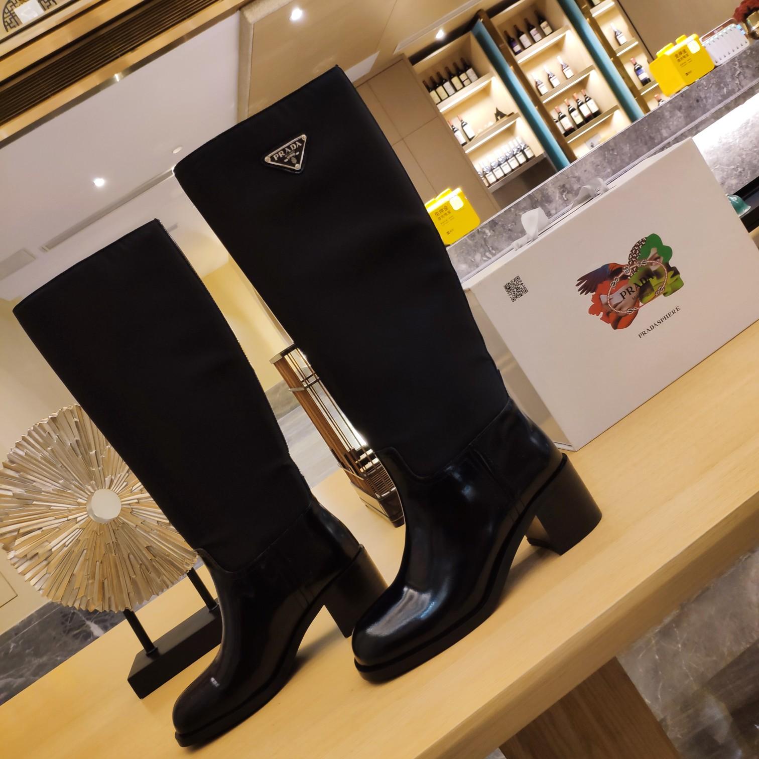 Prada Leather And Re-Nylon Boots - EUR FASHION