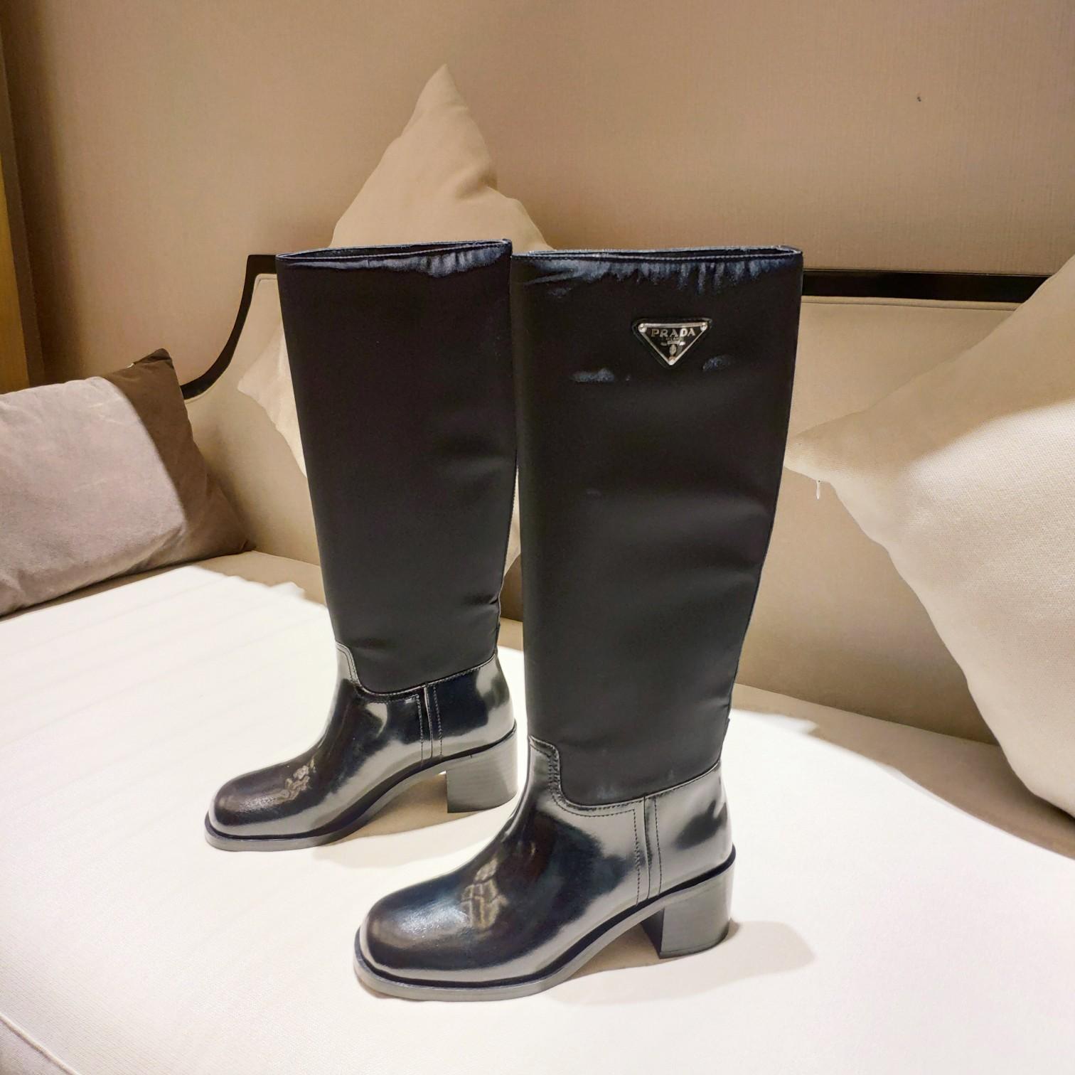 Prada Leather And Re-Nylon Boots - EUR FASHION