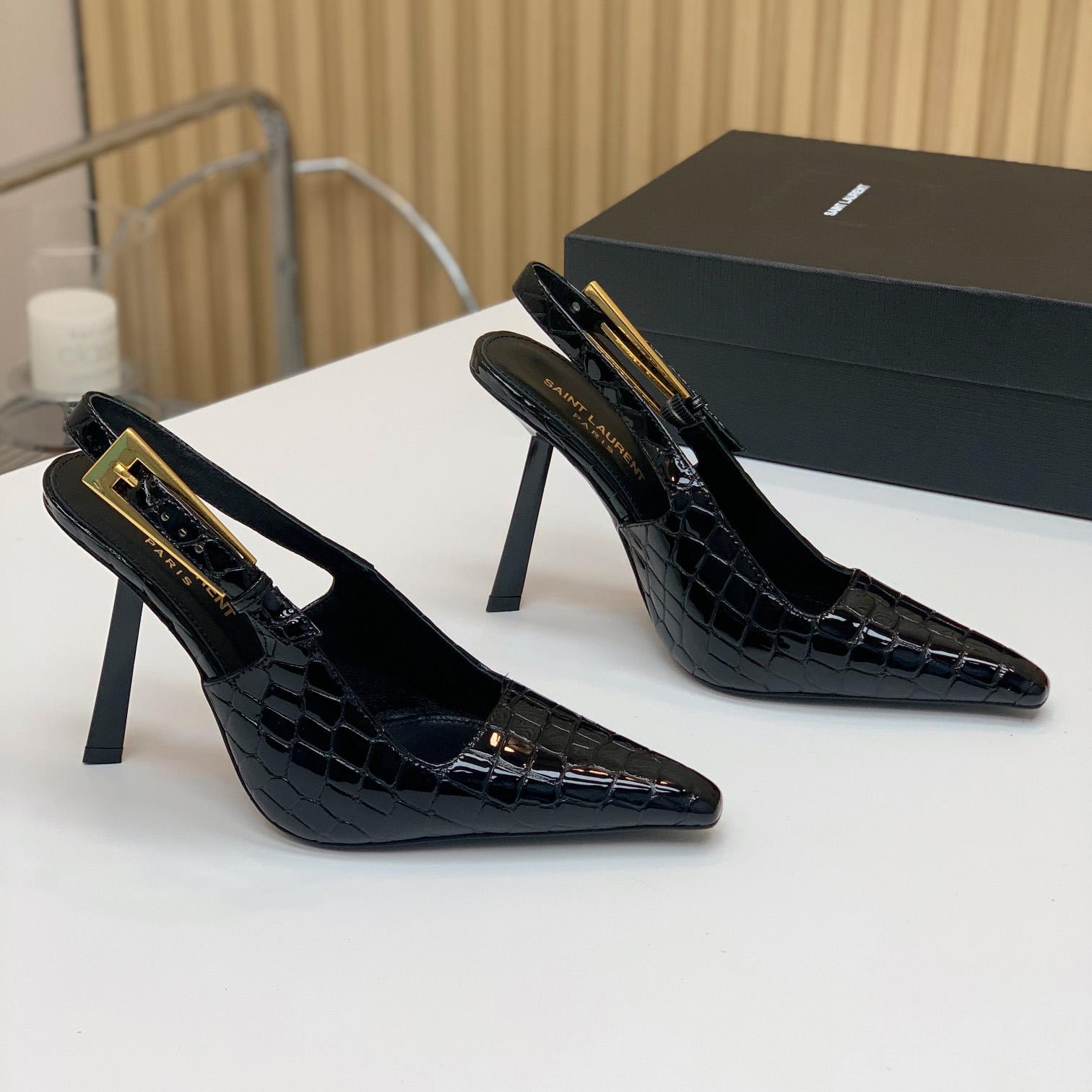 Saint Laurent Leather Slingback Pumps - EUR FASHION