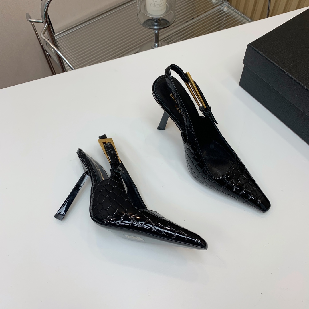 Saint Laurent Leather Slingback Pumps - EUR FASHION