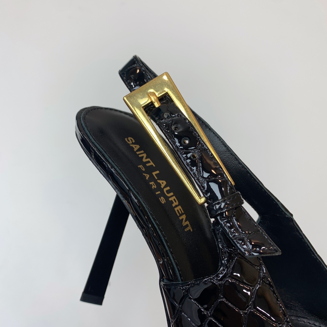 Saint Laurent Leather Slingback Pumps - EUR FASHION