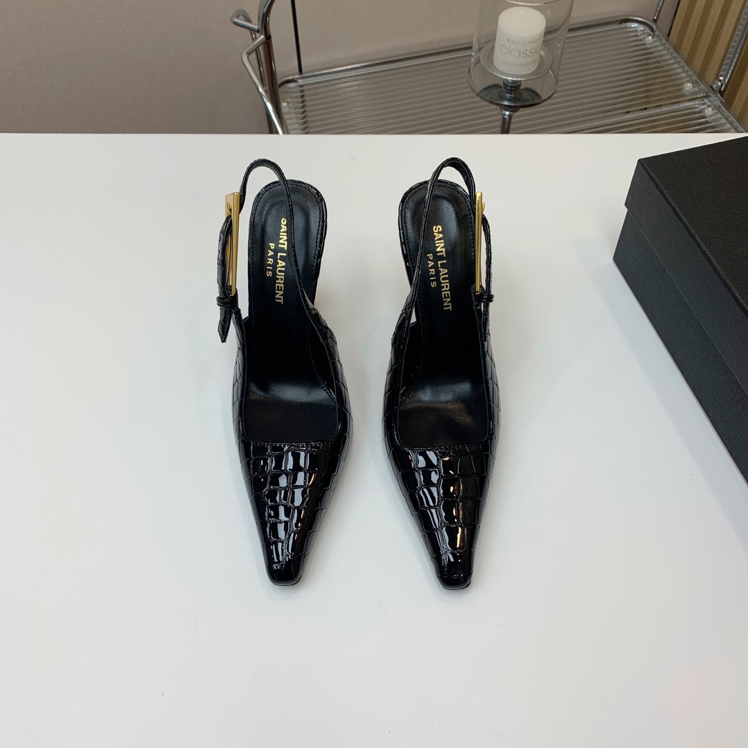 Saint Laurent Leather Slingback Pumps - EUR FASHION