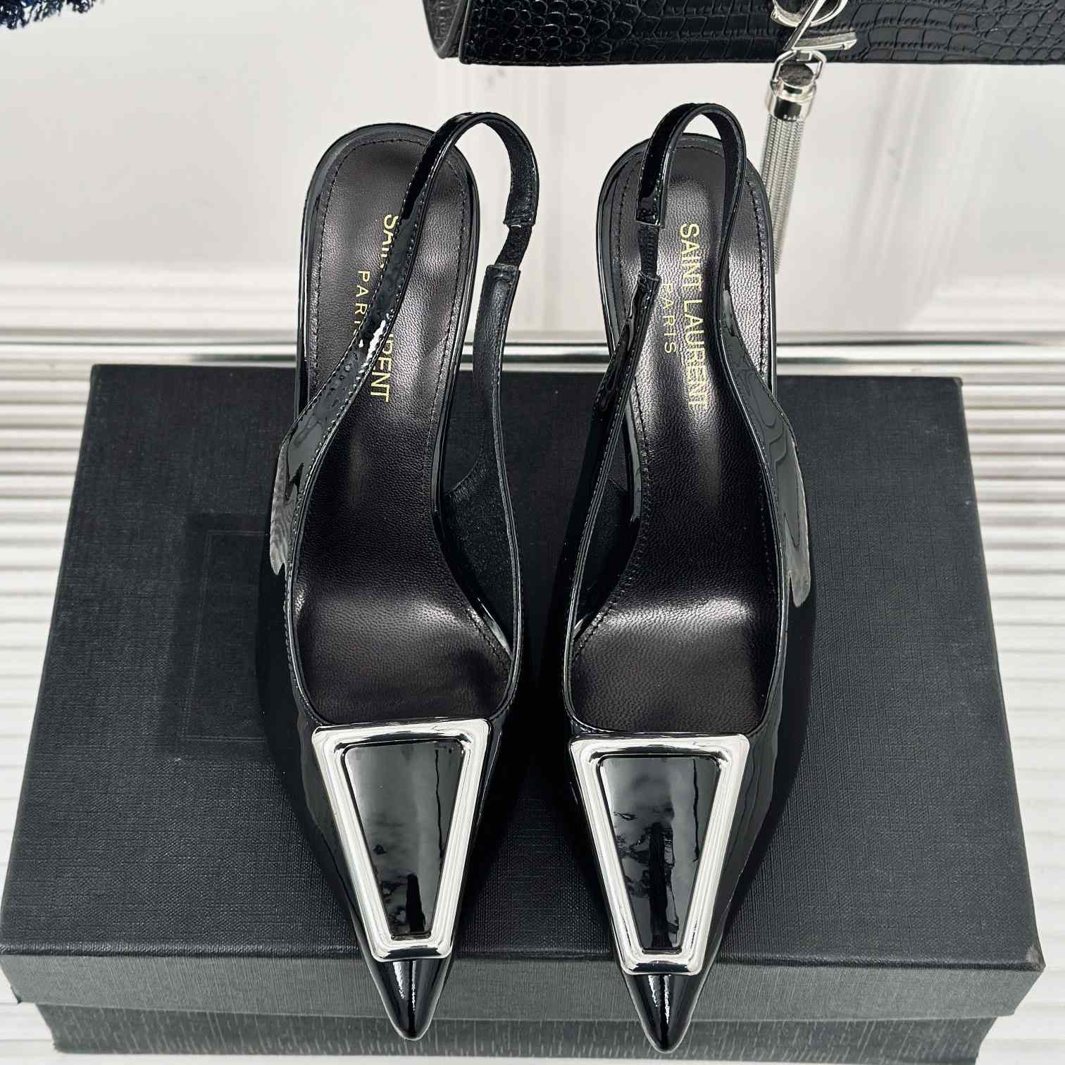 Saint Laurent Avenue Slingback Pumps In Patent Leather - EUR FASHION