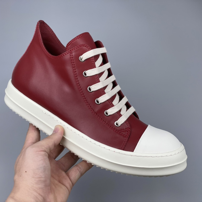 Rick Owens Low-Top Leather Sneakers - EUR FASHION