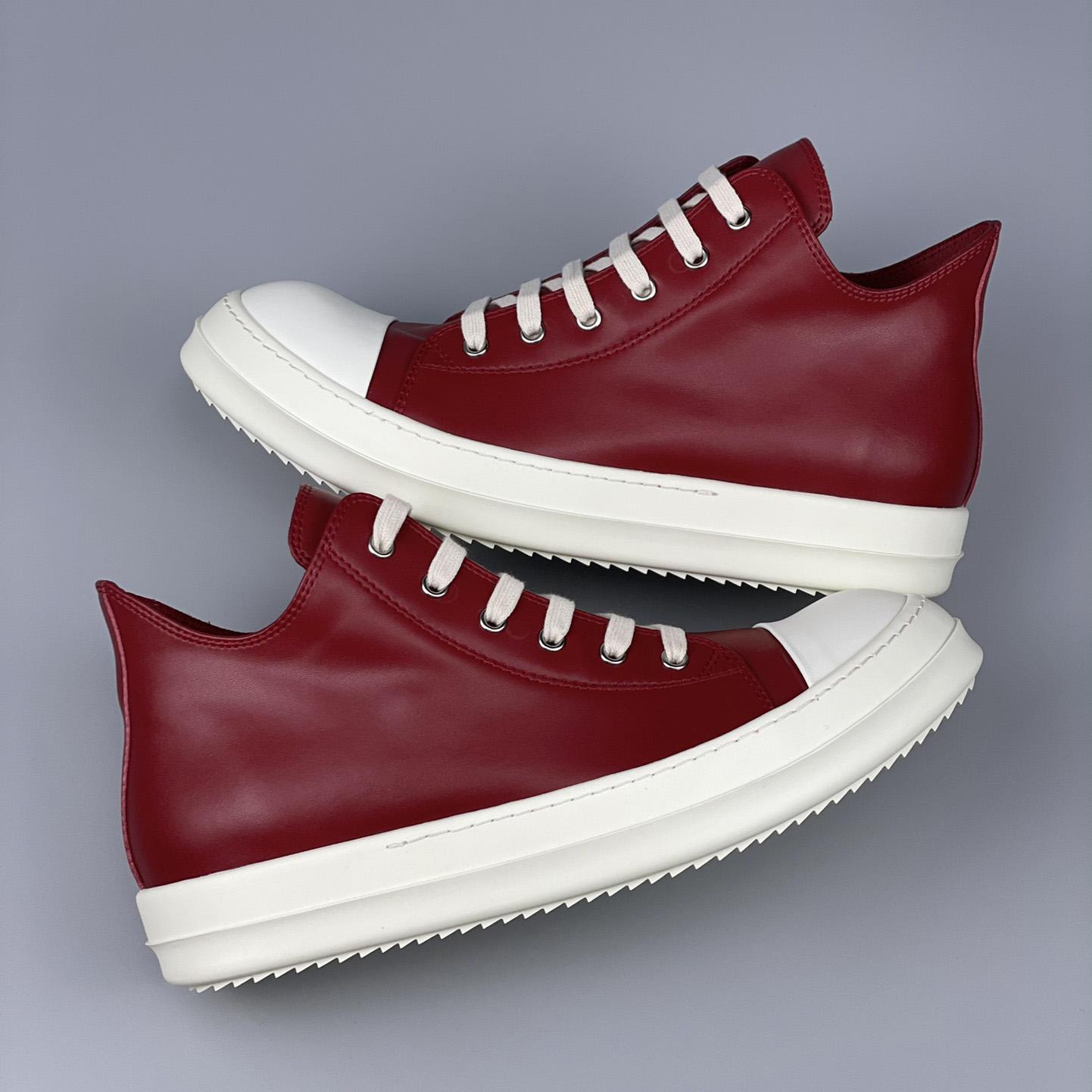 Rick Owens Low-Top Leather Sneakers - EUR FASHION