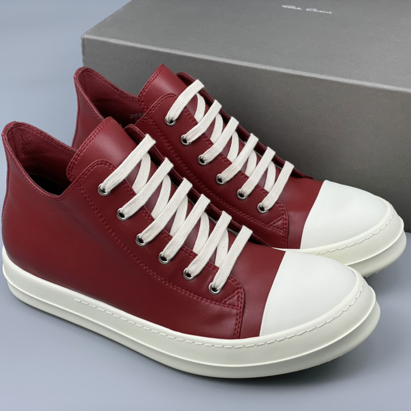 Rick Owens Low-Top Leather Sneakers - EUR FASHION