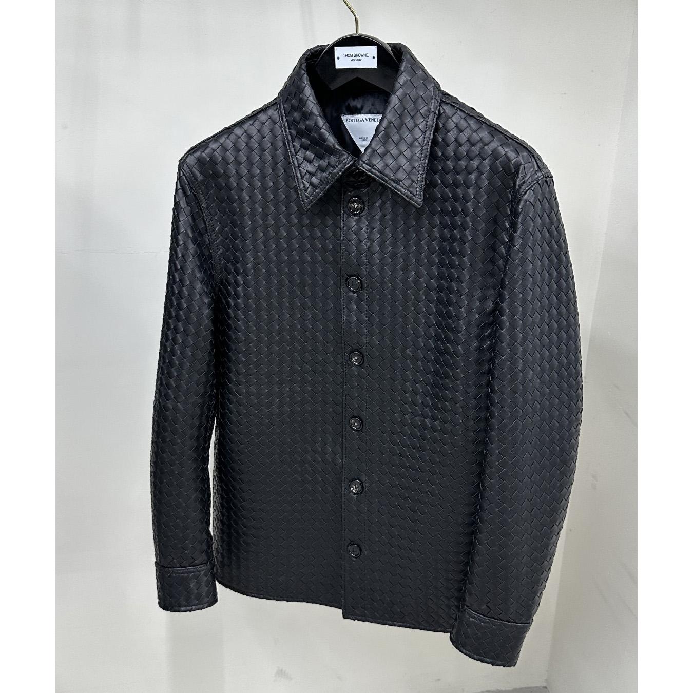 Bottega Veneta Intrecciato Relaxed Leather Shirt - EUR FASHION