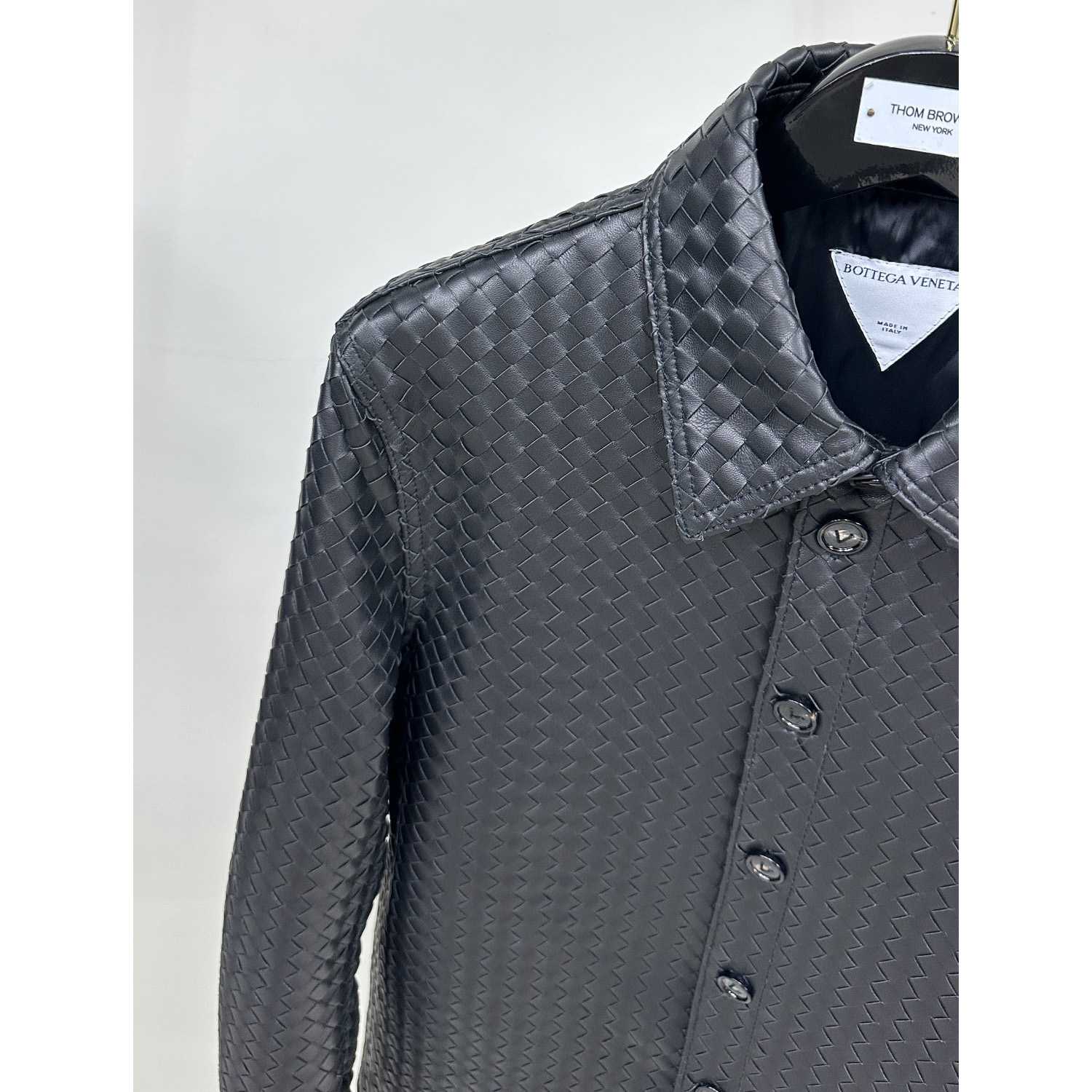 Bottega Veneta Intrecciato Relaxed Leather Shirt - EUR FASHION