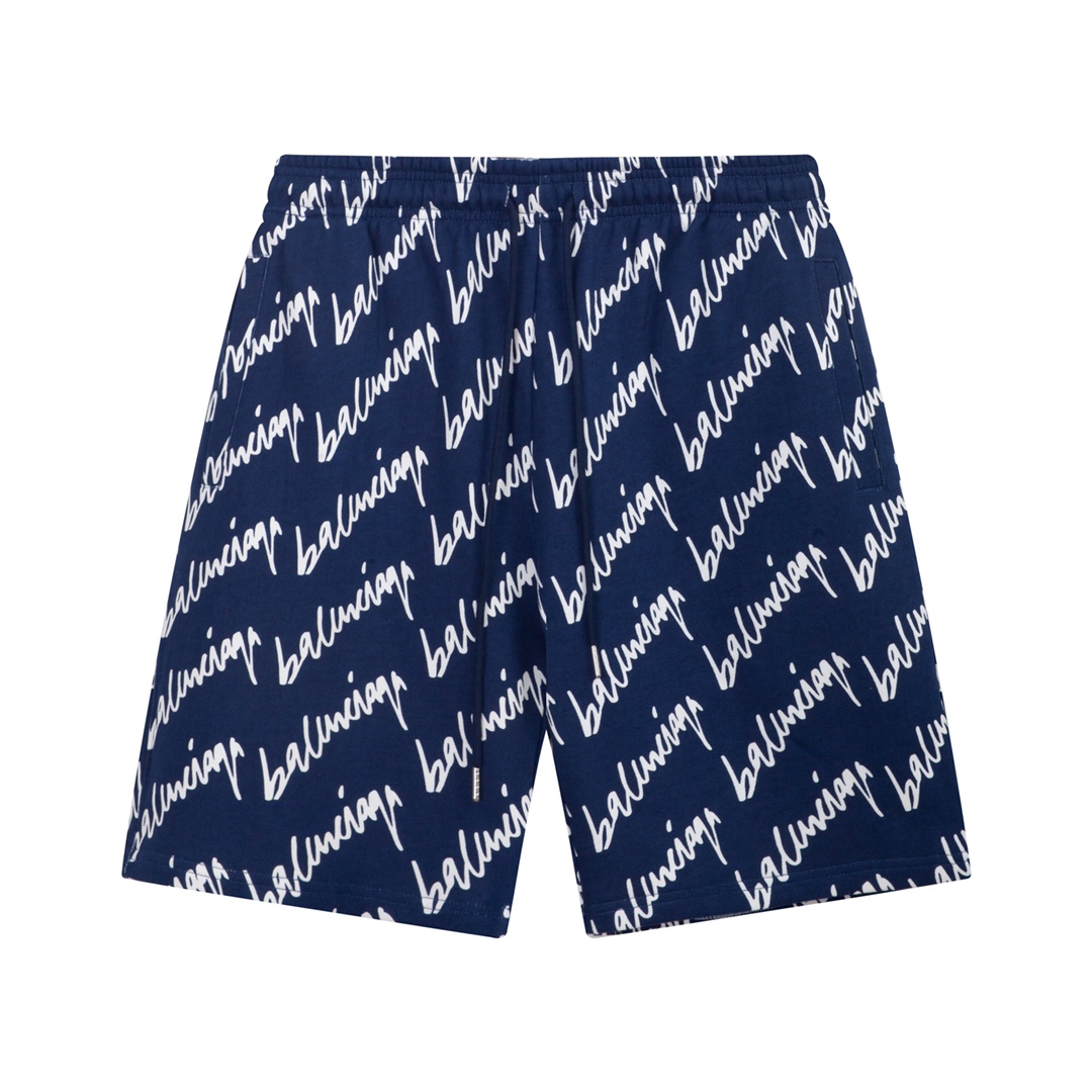 Balenciaga Navy Scribble Shorts - EUR FASHION