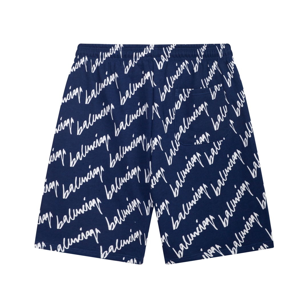 Balenciaga Navy Scribble Shorts - EUR FASHION