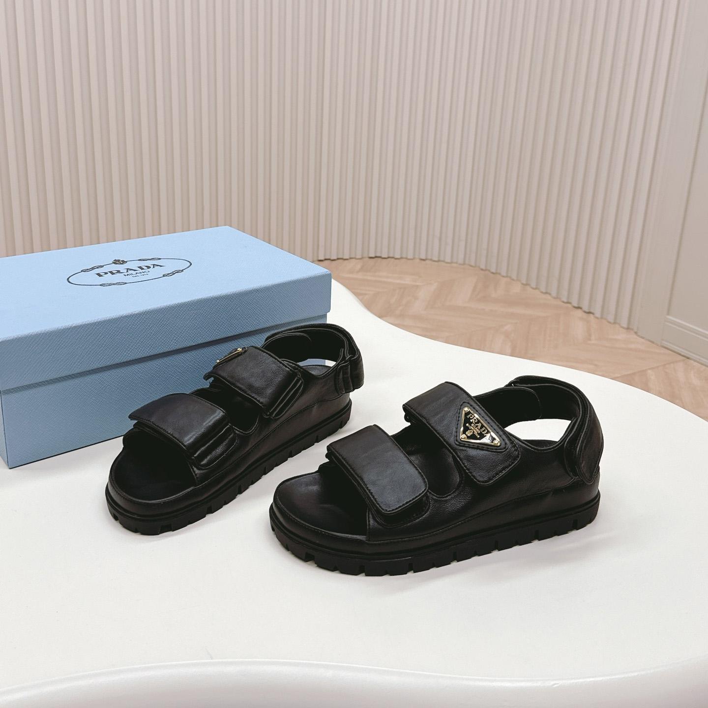 Prada Flat Nappa Leather Sandals - EUR FASHION