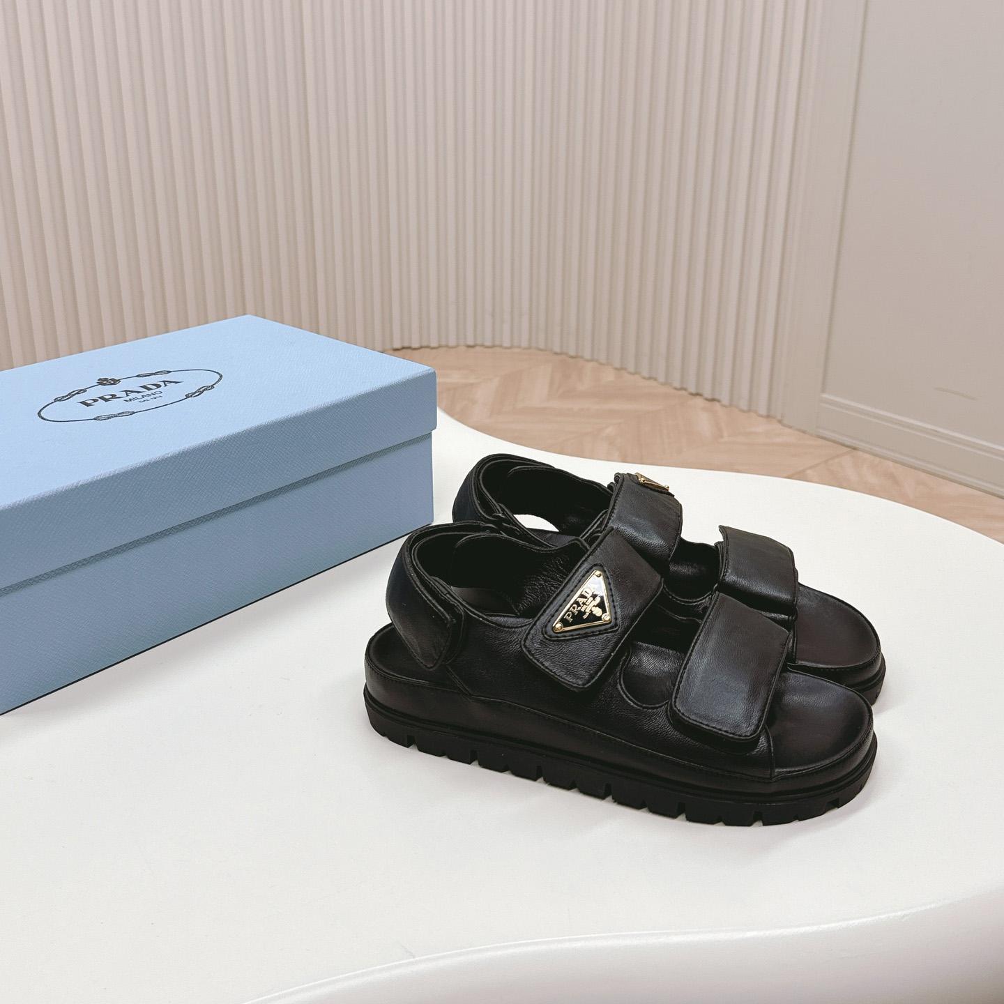 Prada Flat Nappa Leather Sandals - EUR FASHION