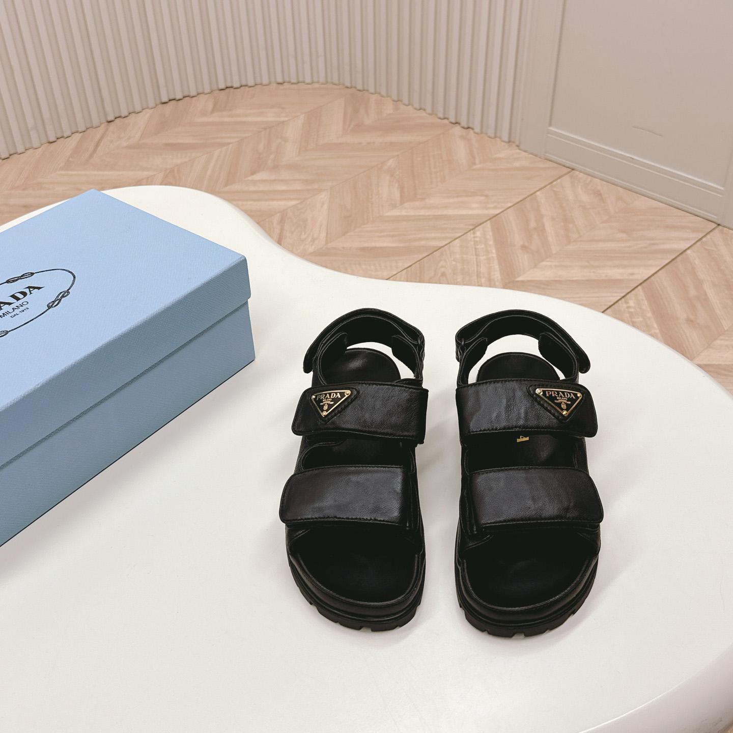 Prada Flat Nappa Leather Sandals - EUR FASHION