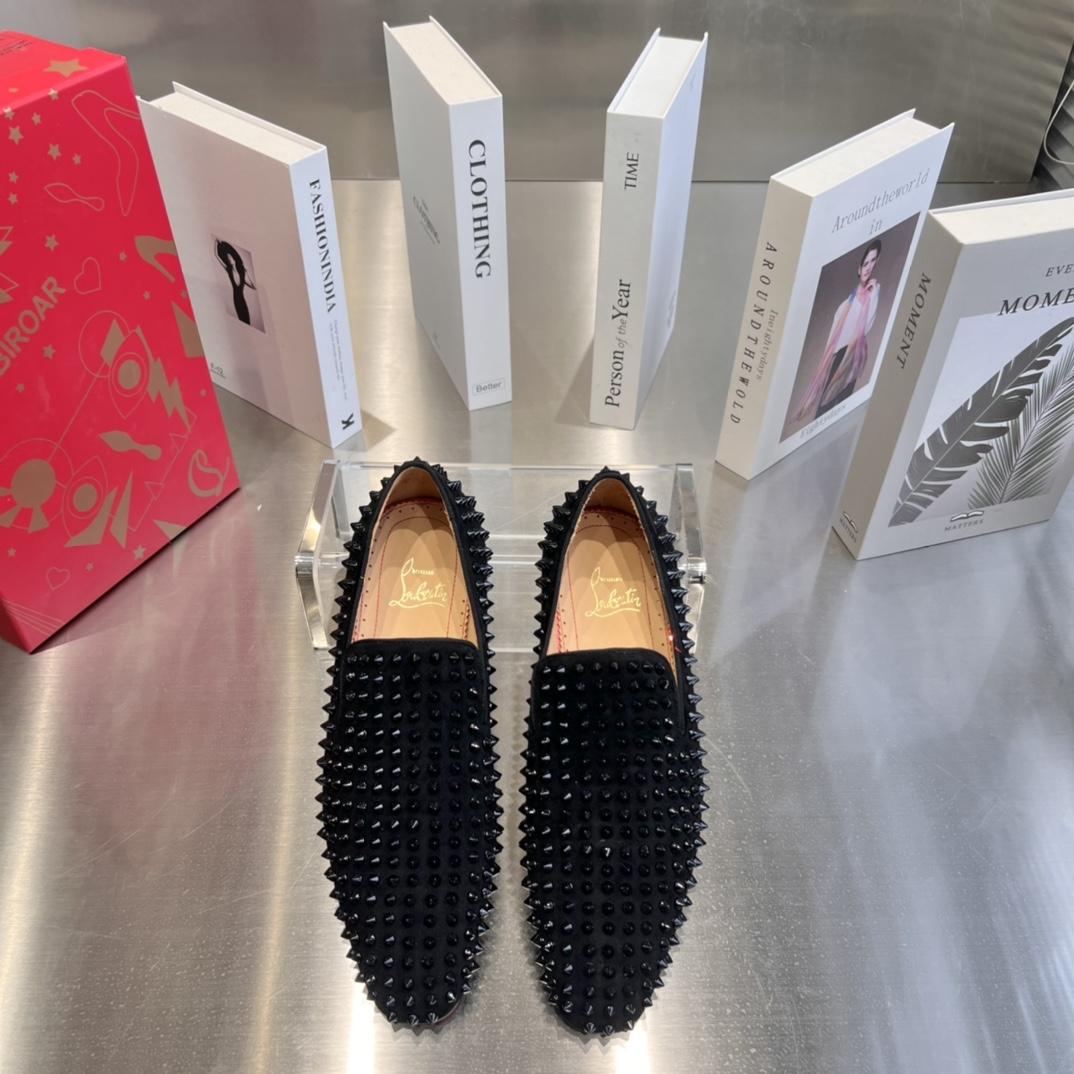 Christian Louboutin Black Dandelion Spikes Loafers - EUR FASHION