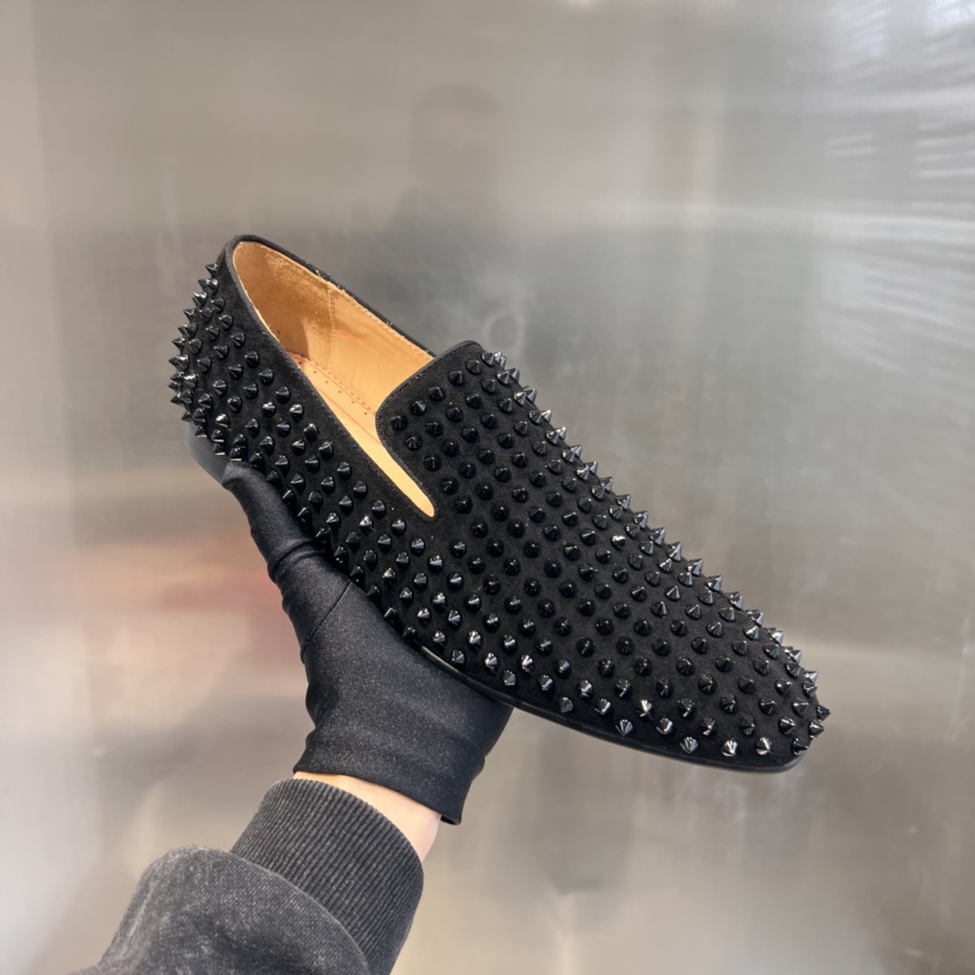 Christian Louboutin Black Dandelion Spikes Loafers - EUR FASHION