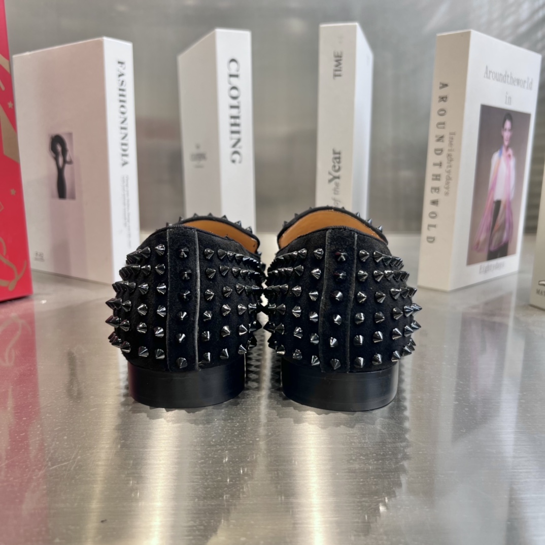 Christian Louboutin Black Dandelion Spikes Loafers - EUR FASHION