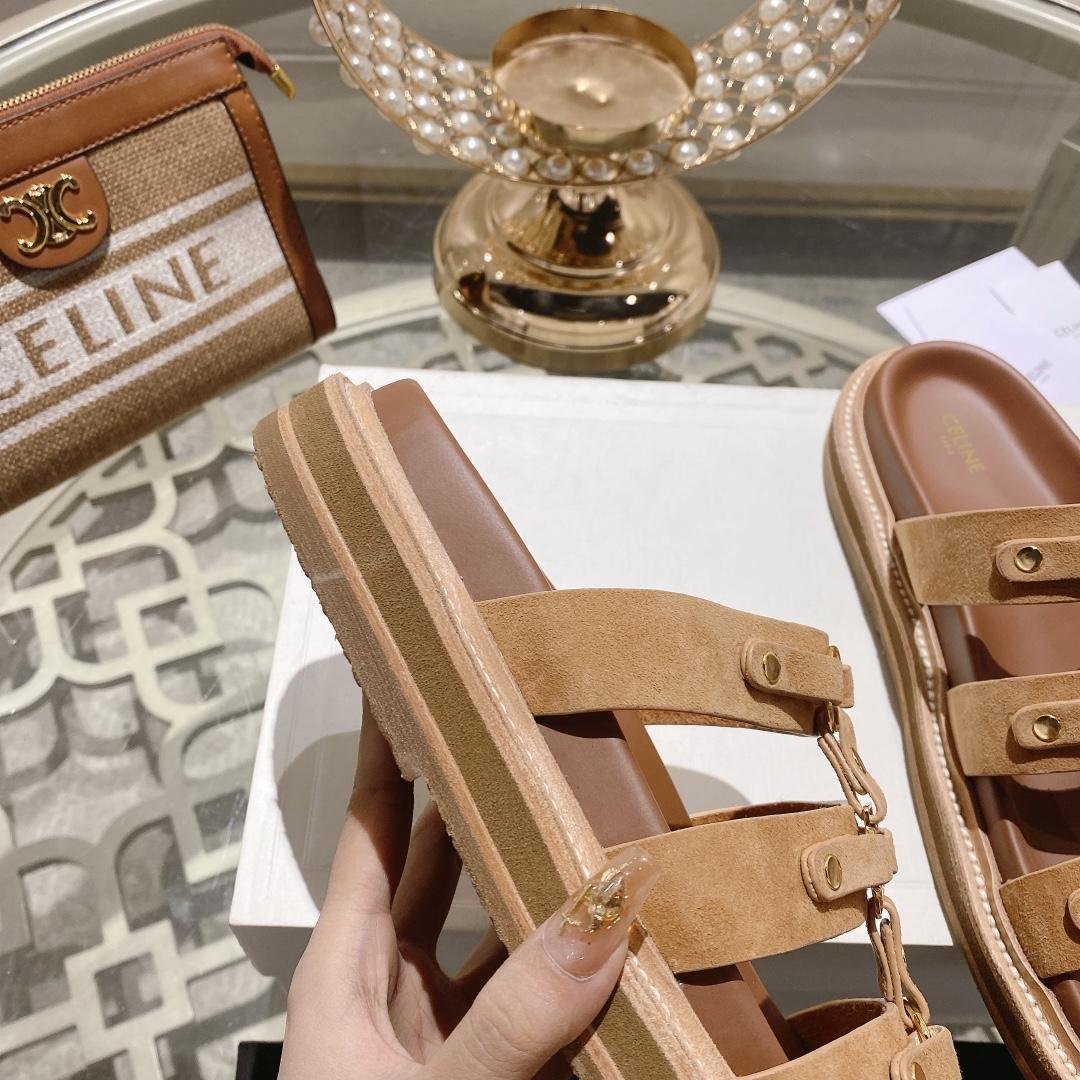 Celine Slides Tippi In  Suede Calfskin - EUR FASHION