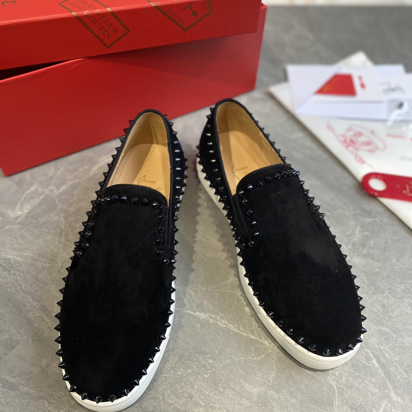 Christian Louboutin Stud Embellished Slip-On Loafers - EUR FASHION