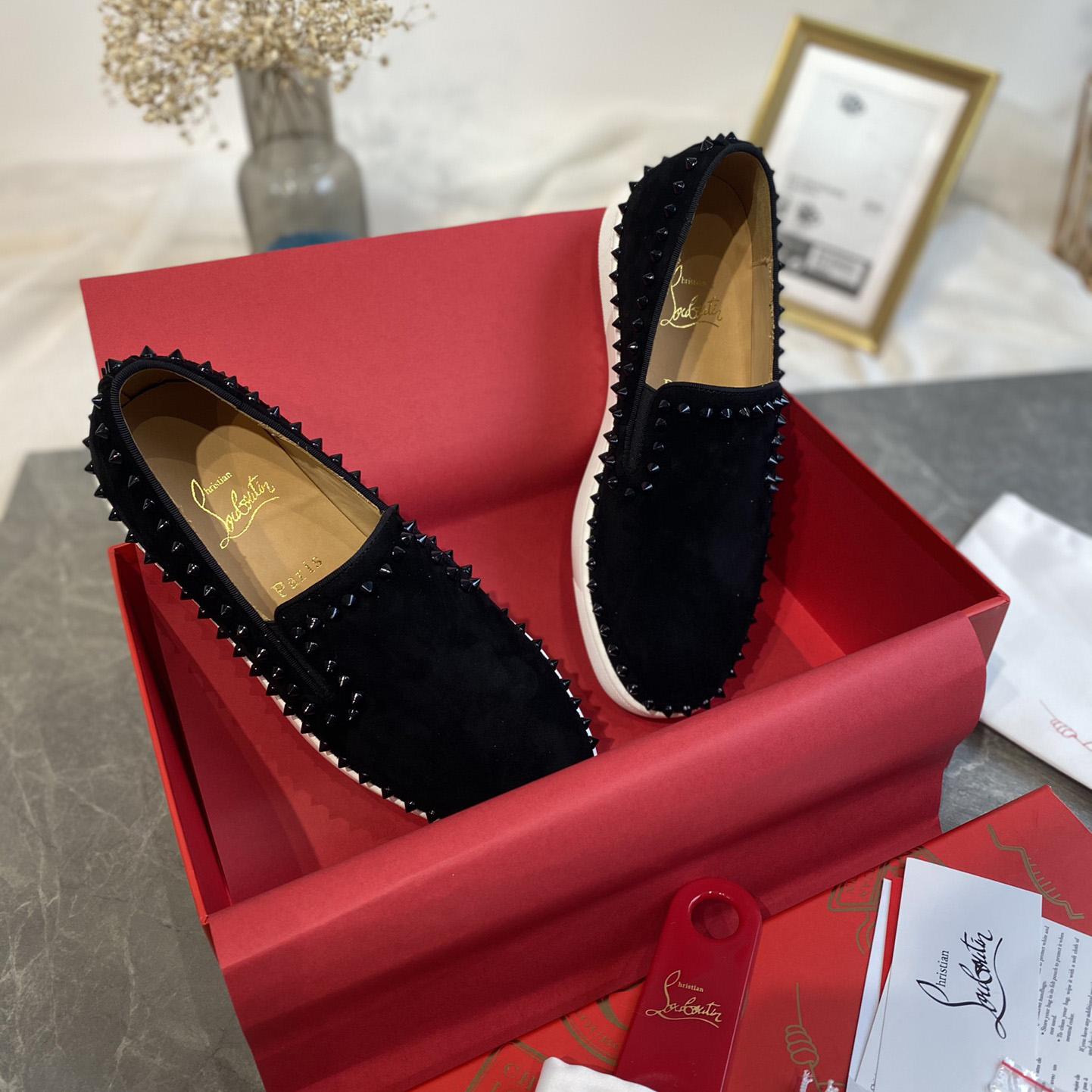 Christian Louboutin Stud Embellished Slip-On Loafers - EUR FASHION