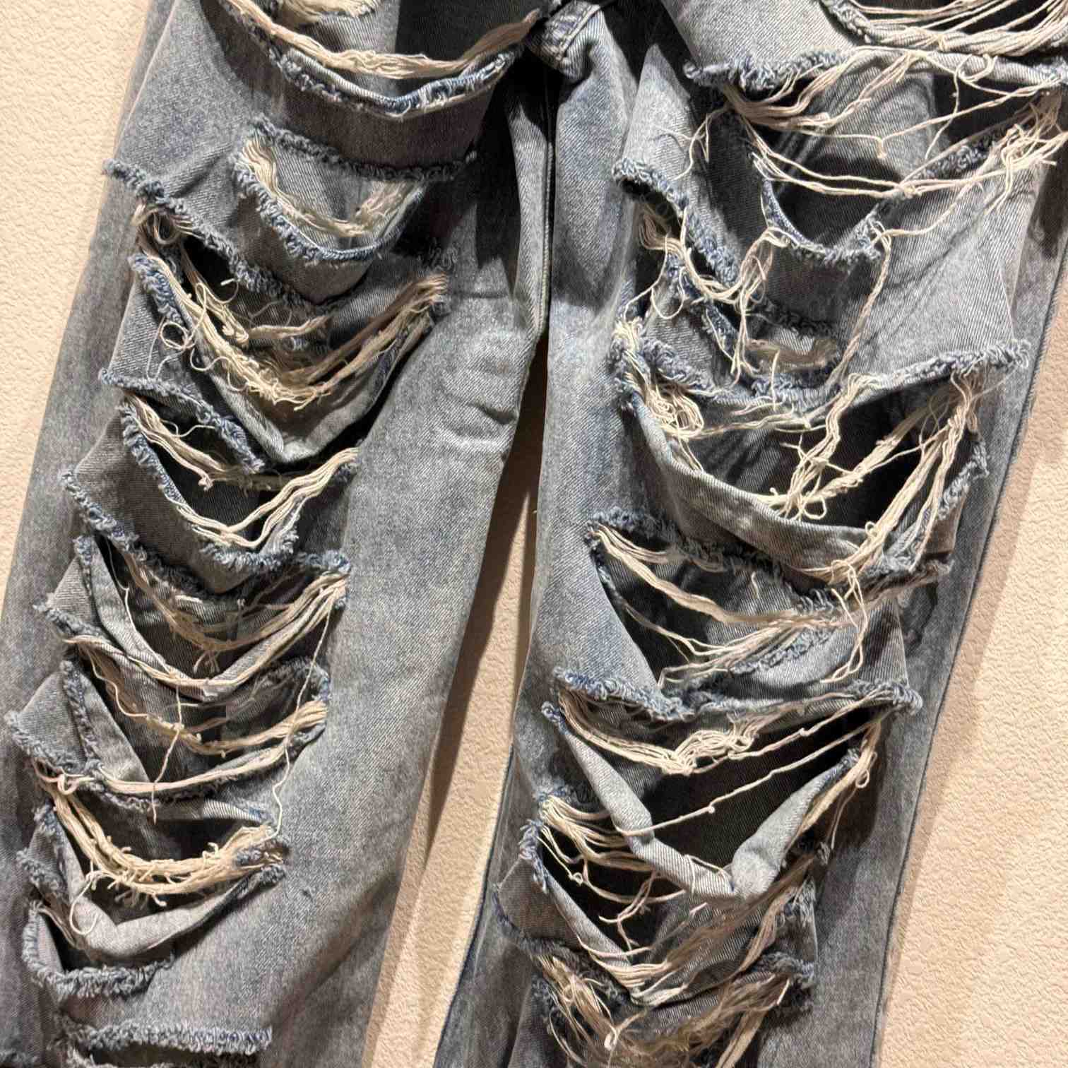 Balenciaga Super Destroyed Baggy Pants In Light Blue - EUR FASHION