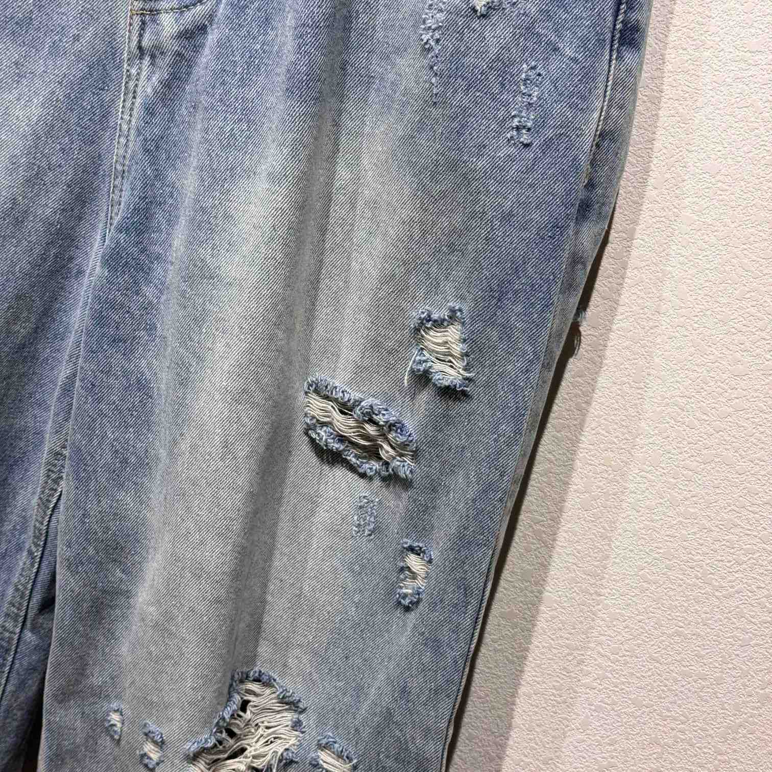 Balenciaga Super Destroyed Baggy Pants In Light Blue - EUR FASHION