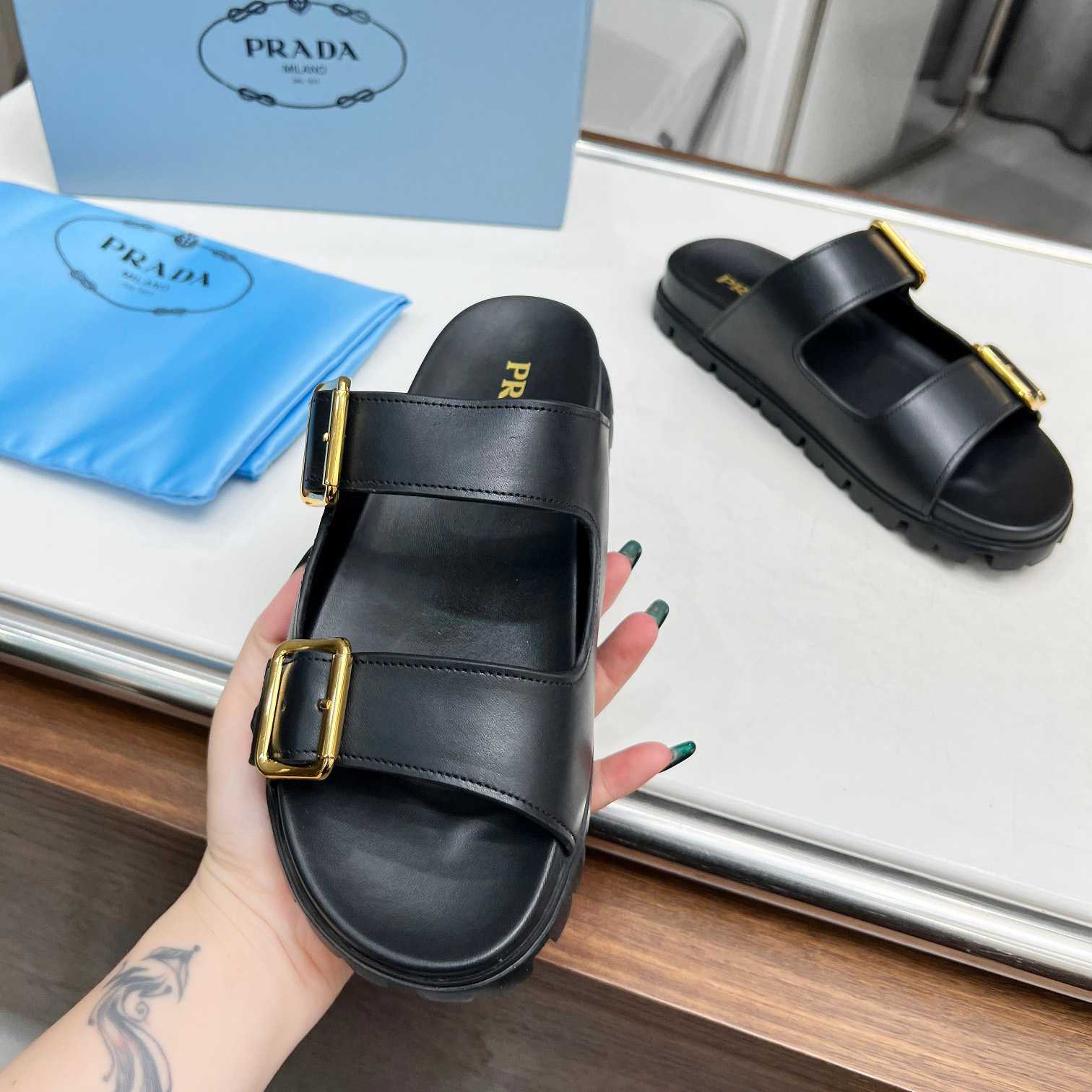 Prada Leather Strap Slides - EUR FASHION