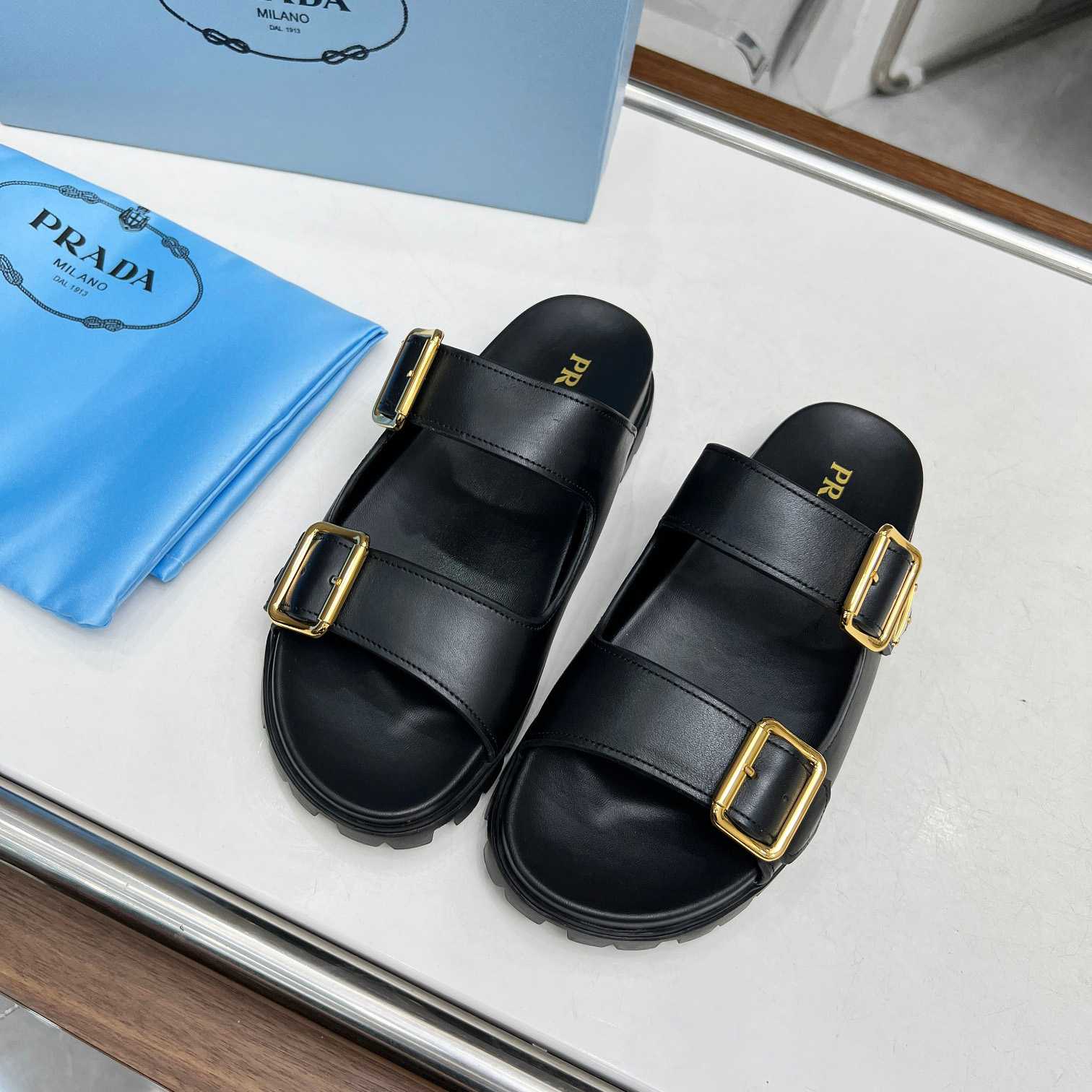 Prada Leather Strap Slides - EUR FASHION