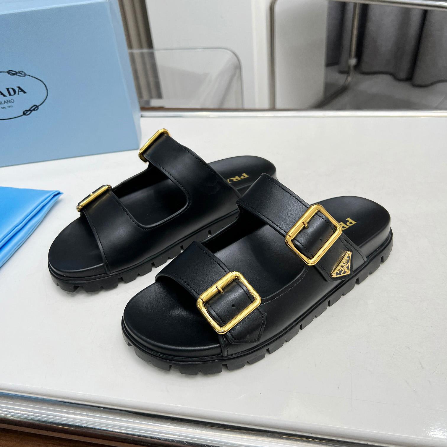 Prada Leather Strap Slides - EUR FASHION