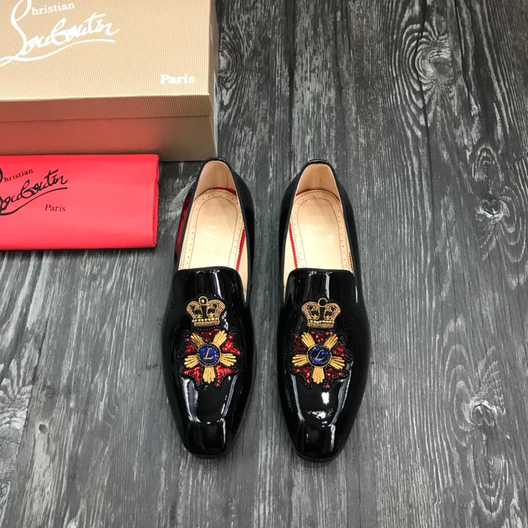 Christian Louboutin Black Leather Loafers - EUR FASHION