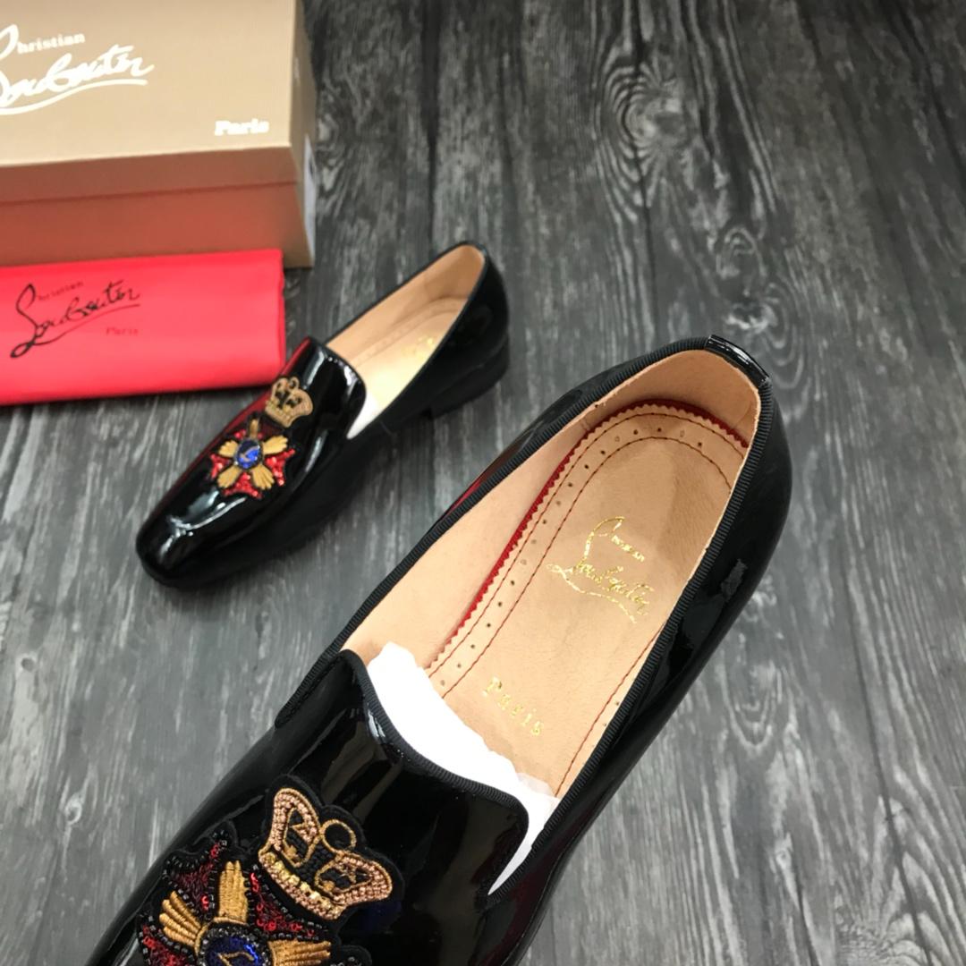 Christian Louboutin Black Leather Loafers - EUR FASHION