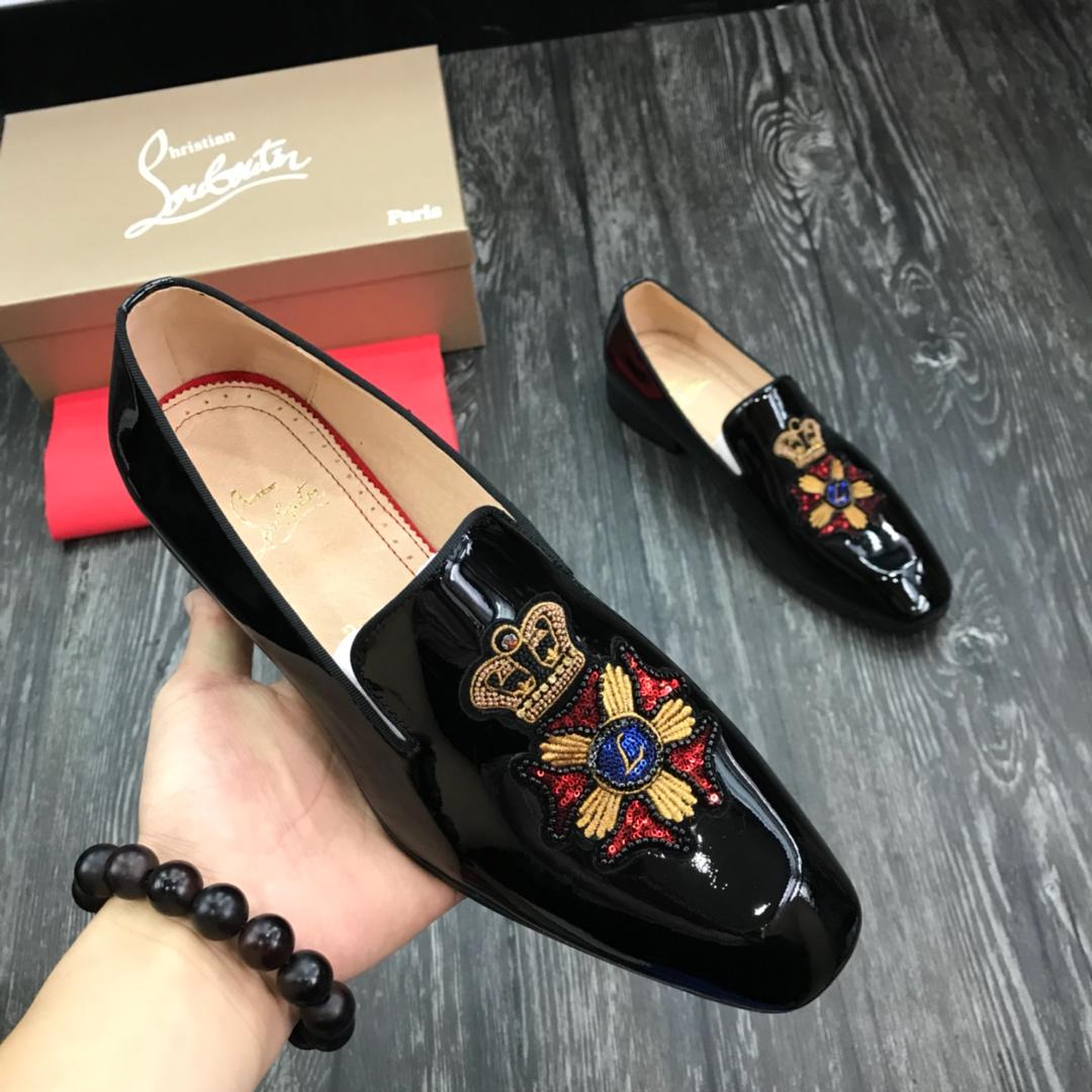 Christian Louboutin Black Leather Loafers - EUR FASHION